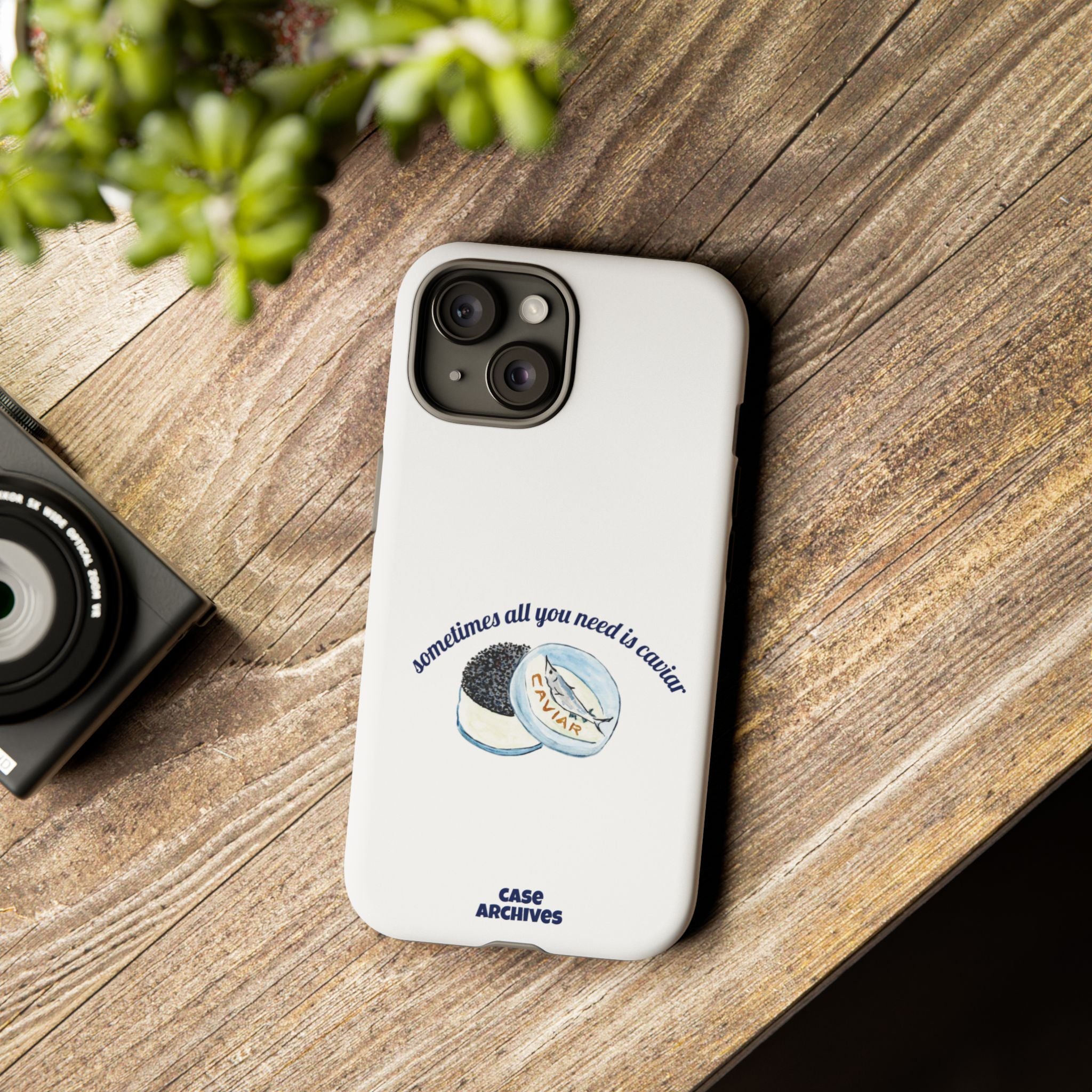 Caviar Illustration Phone Case — "sometimes all you need is caviar" Protective Hard Case