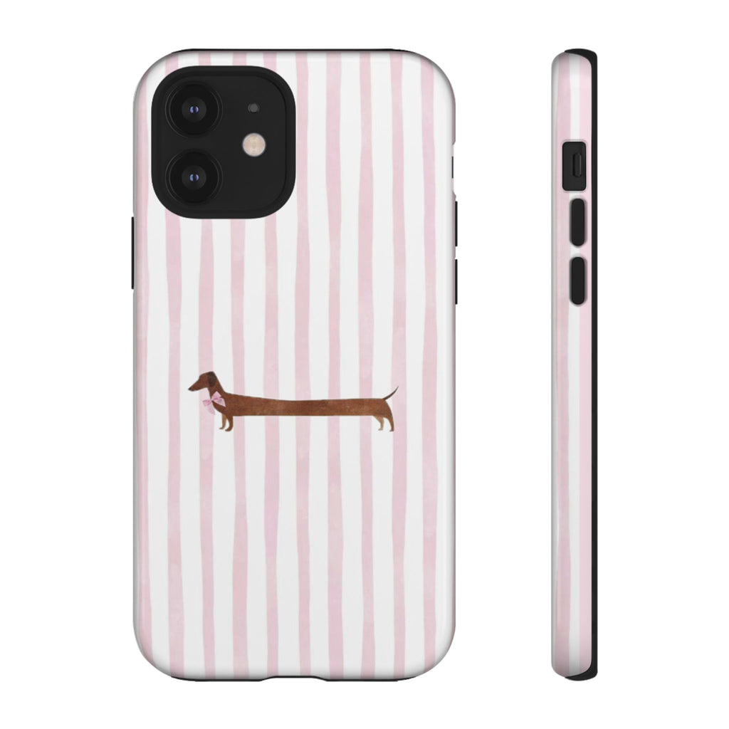 Dachshund Stripe Phone Case — Cute Pink Wiener Dog Protective Case