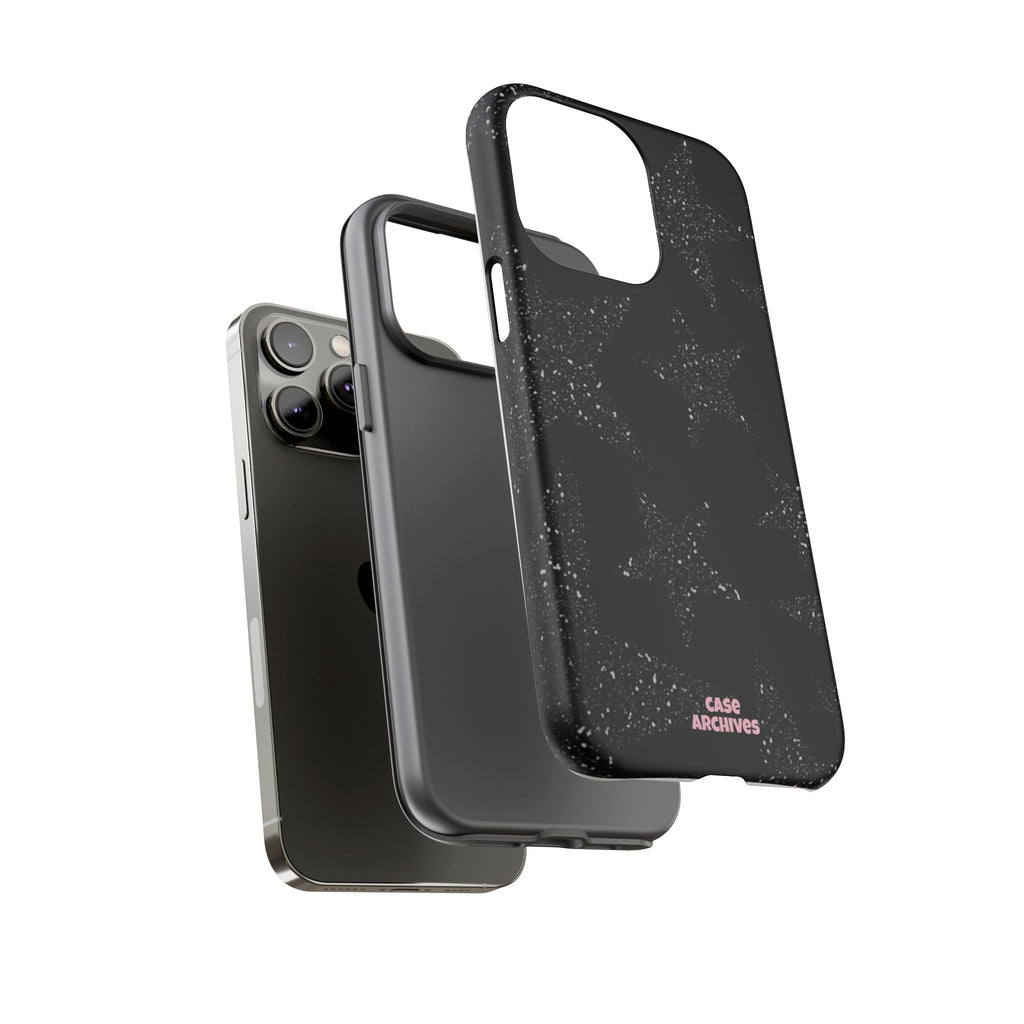 Glitter Star Tough Case — Black Sparkle Phone Protection