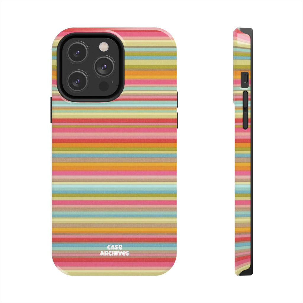 Tough Phone Case — Colorful Retro Striped Protective Cover