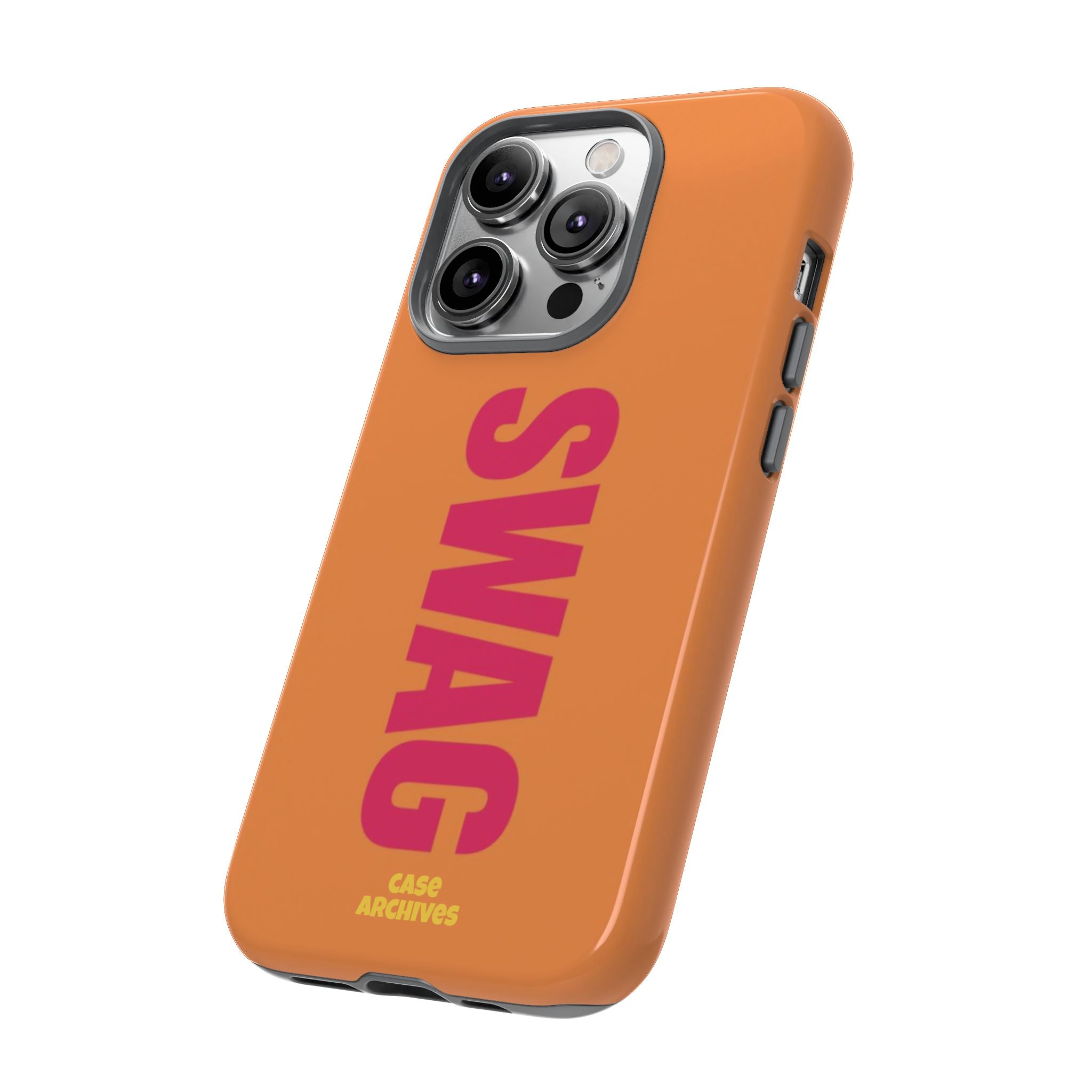 SWAG vertical text Tough Case | orange phone case, bold typography