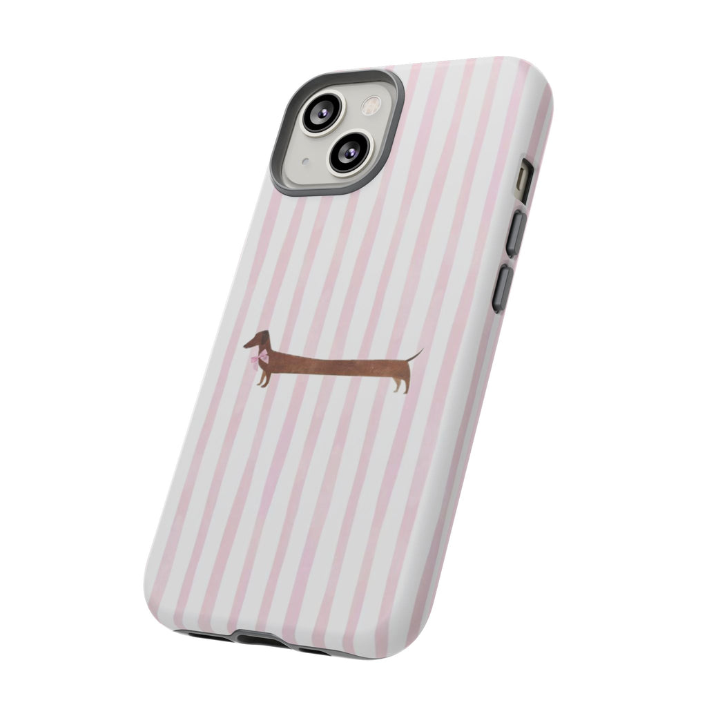 Dachshund Stripe Phone Case — Cute Pink Wiener Dog Protective Case