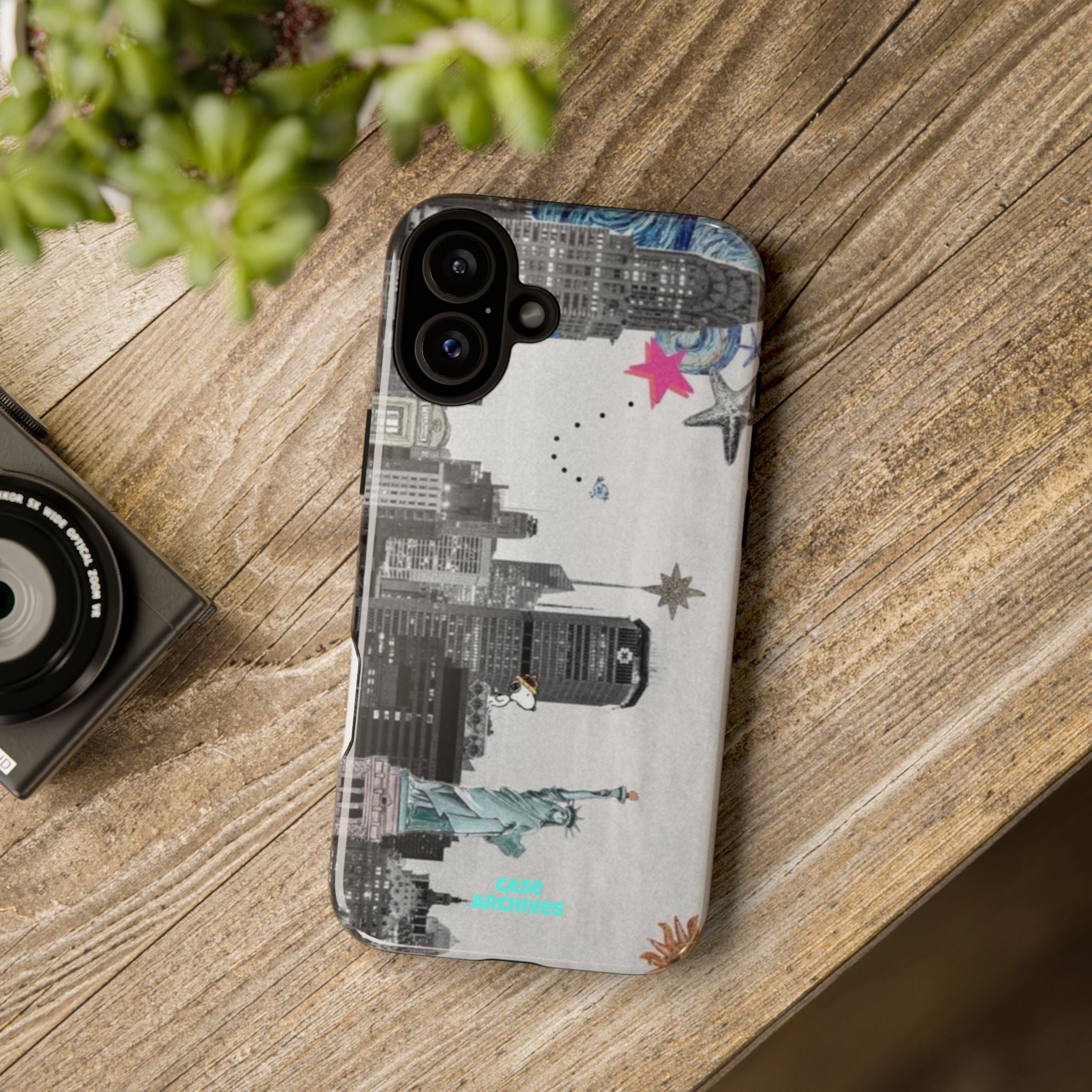 City Skyline Tough Phone Case – Statue of Liberty Urban Art Protective Cover