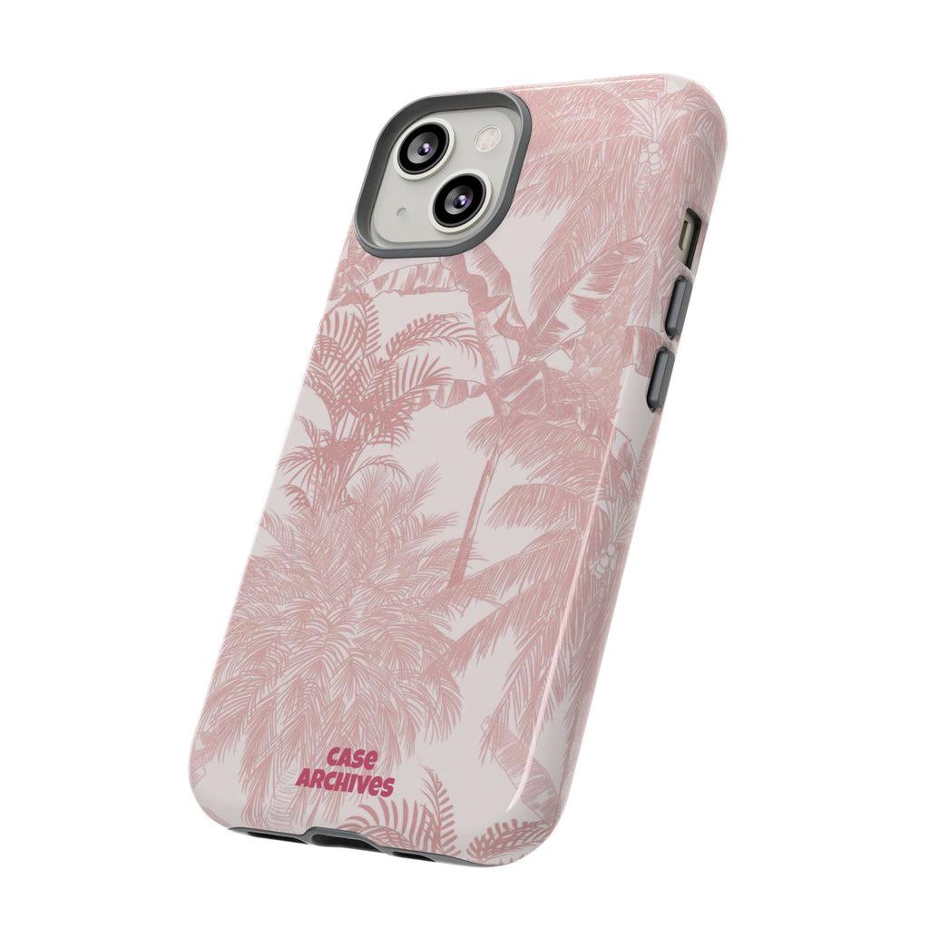 Pink Tropical Palm Tough Phone Case — Protective Floral iPhone Cover
