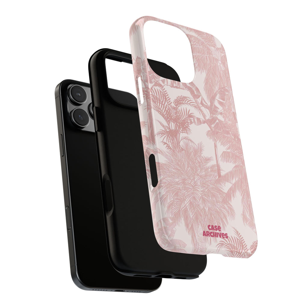Pink Tropical Palm Tough Phone Case — Protective Floral iPhone Cover