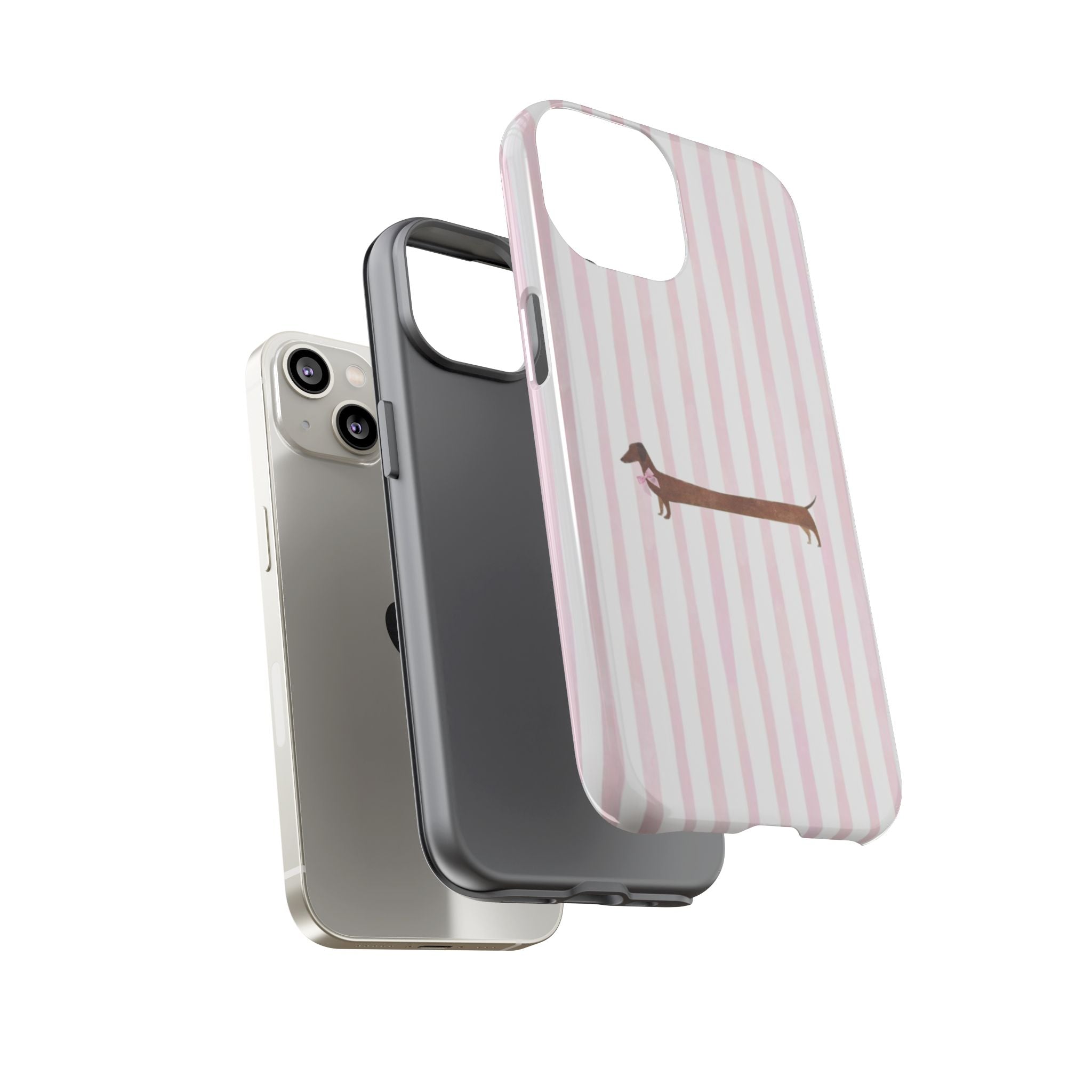 Dachshund Stripe Phone Case — Cute Pink Wiener Dog Protective Case