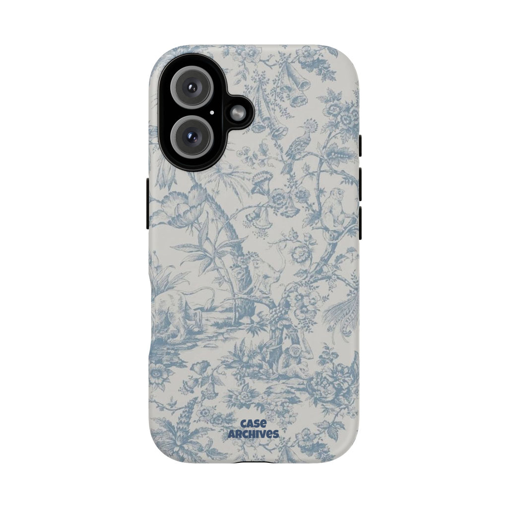 Toile Floral Tough Phone Case — Blue Vintage Botanical iPhone Protection