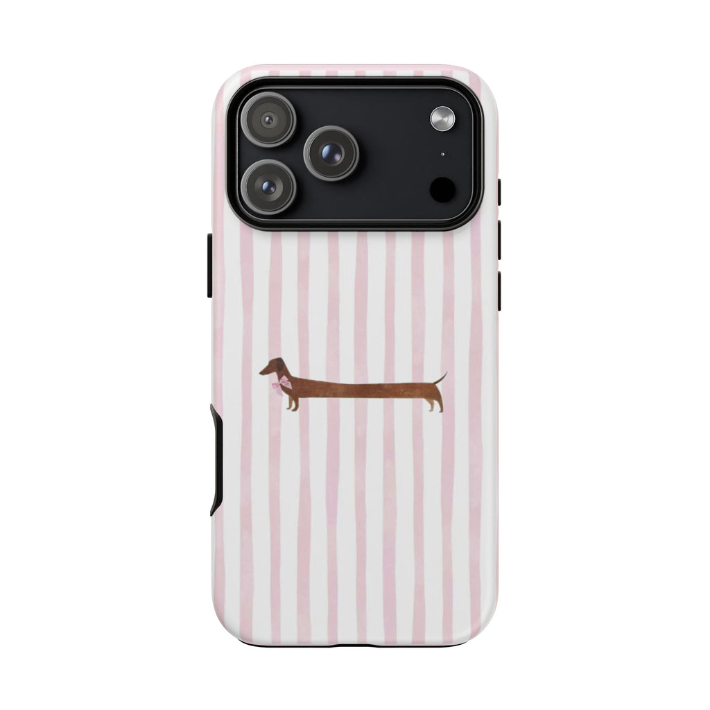 Dachshund Stripe Phone Case — Cute Pink Wiener Dog Protective Case