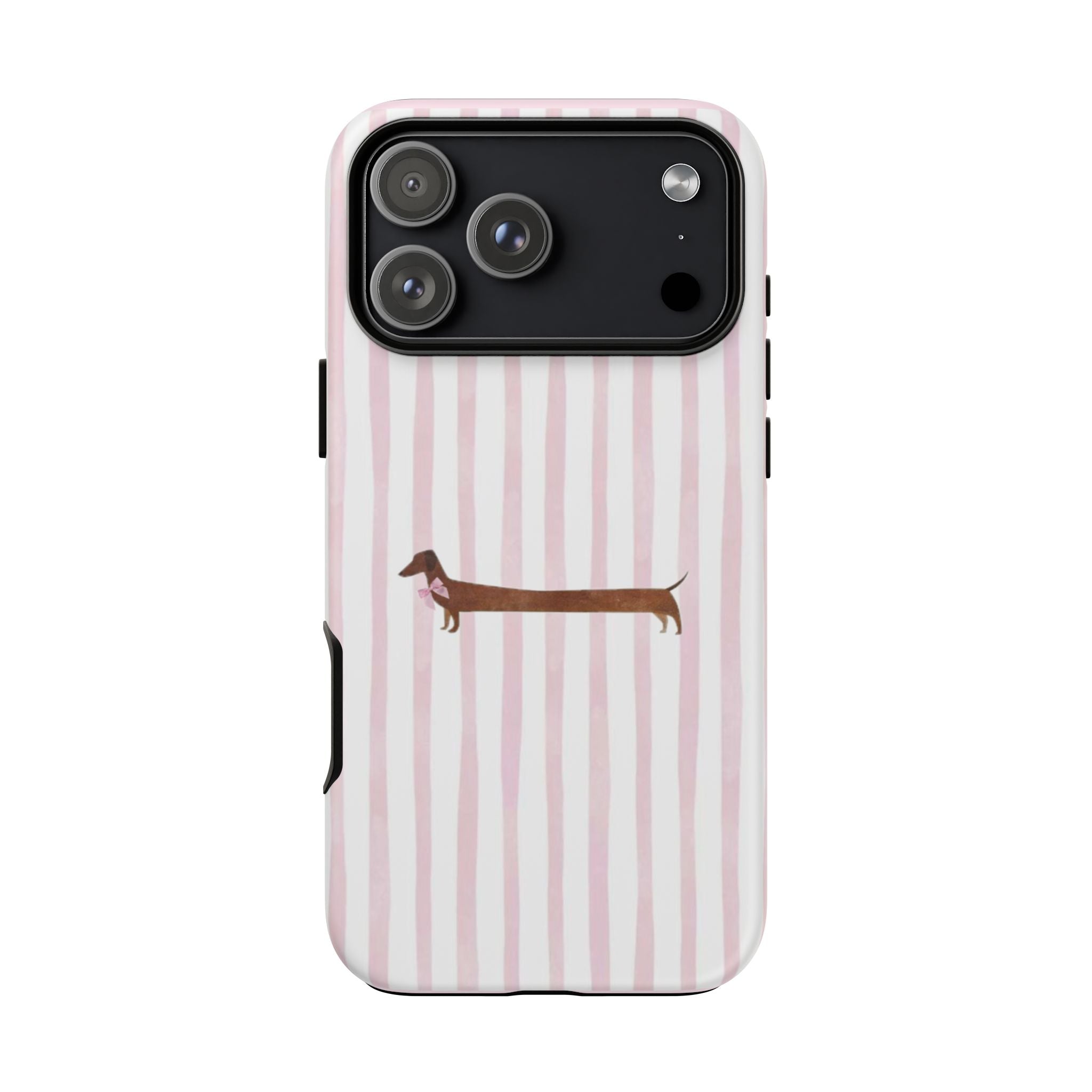 Dachshund Stripe Phone Case — Cute Pink Wiener Dog Protective Case