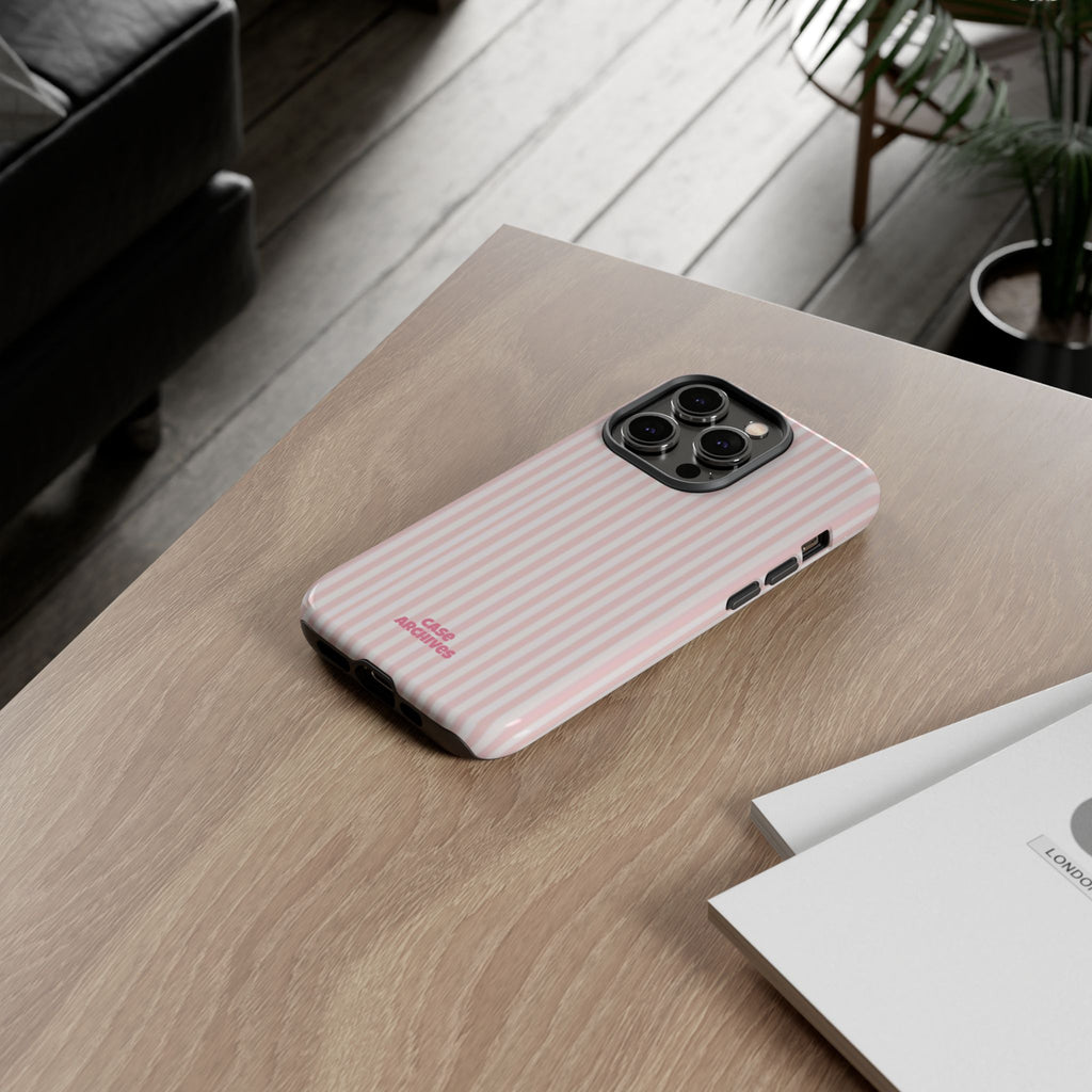 Pink Pastel Stripe Tough Phone Case — Protective iPhone Cover