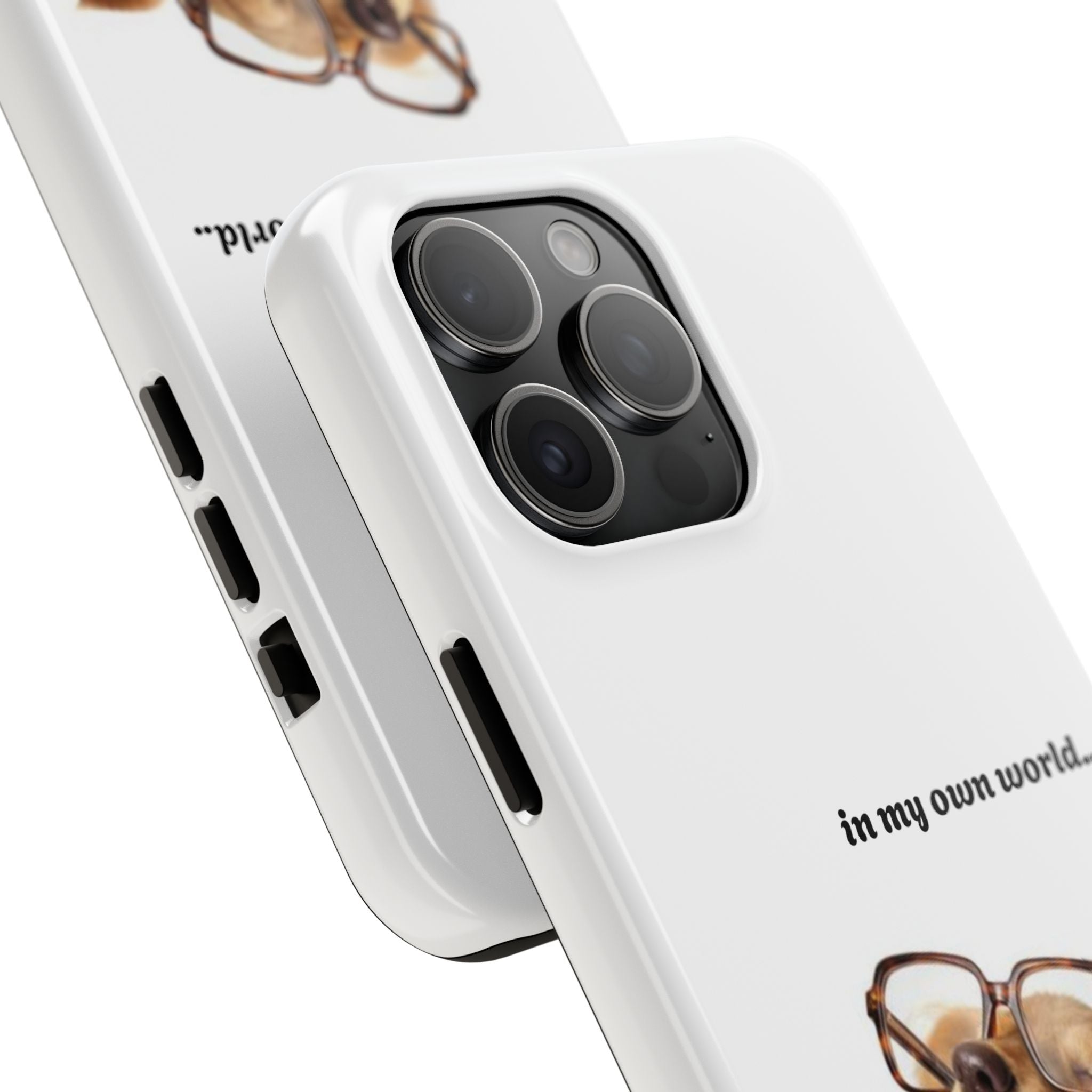 "In My Own World" Cute Dog Design, Durable Protective iPhone Case