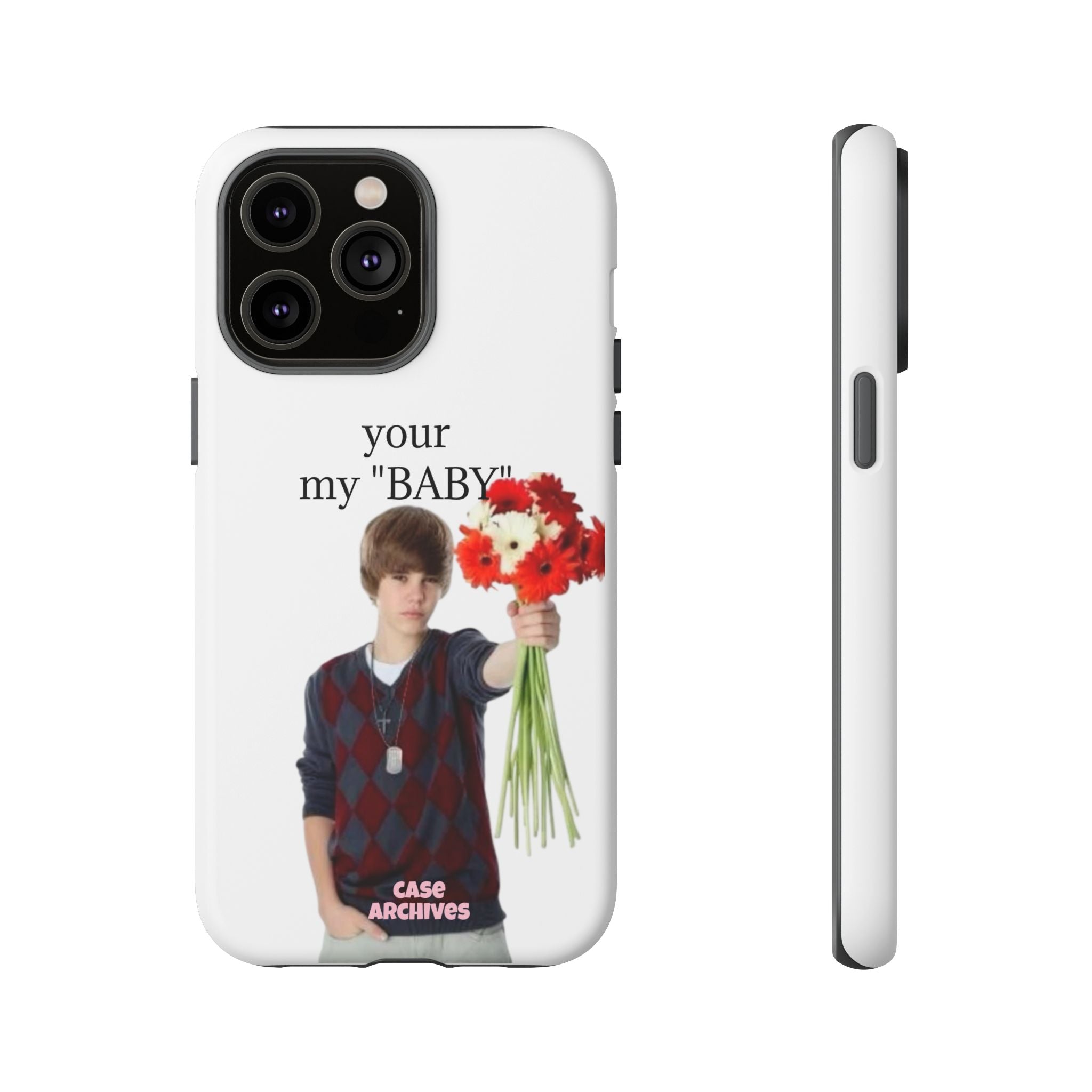 “your my 'BABY'” Justin Retro Photo Floral Design