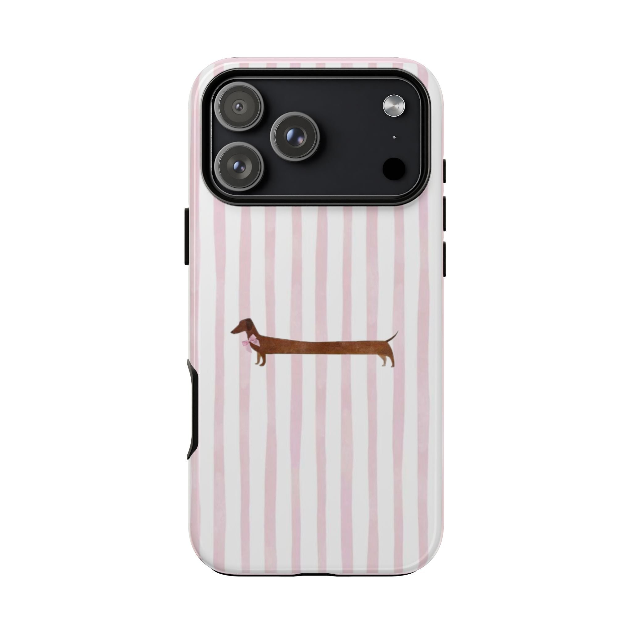 Dachshund Stripe Phone Case — Cute Pink Wiener Dog Protective Case