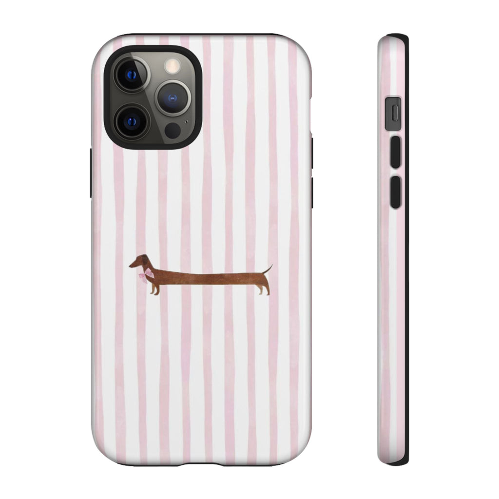 Dachshund Stripe Phone Case — Cute Pink Wiener Dog Protective Case