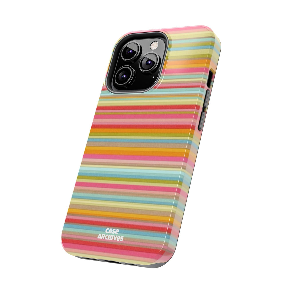 Tough Phone Case — Colorful Retro Striped Protective Cover
