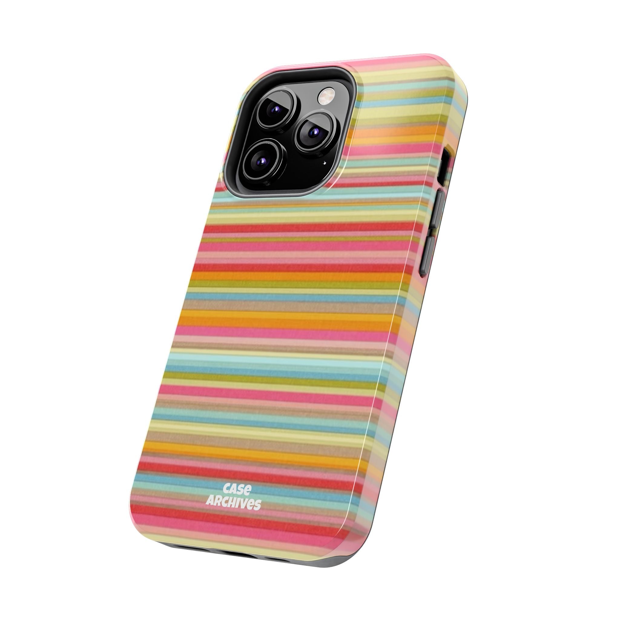 Tough Phone Case — Colorful Retro Striped Protective Cover