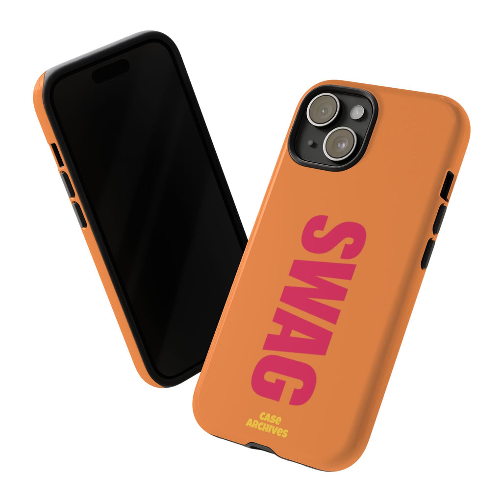 SWAG vertical text Tough Case | orange phone case, bold typography
