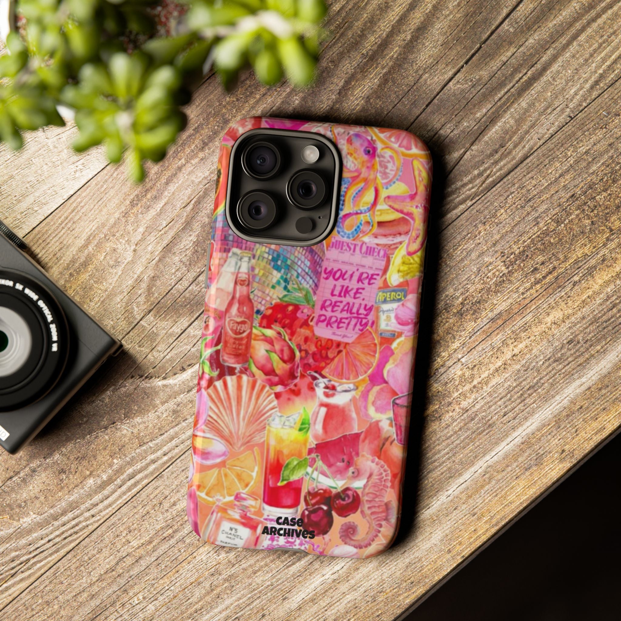 Phone Case — Pink Tropical Collage "You're Like, Really Pretty"