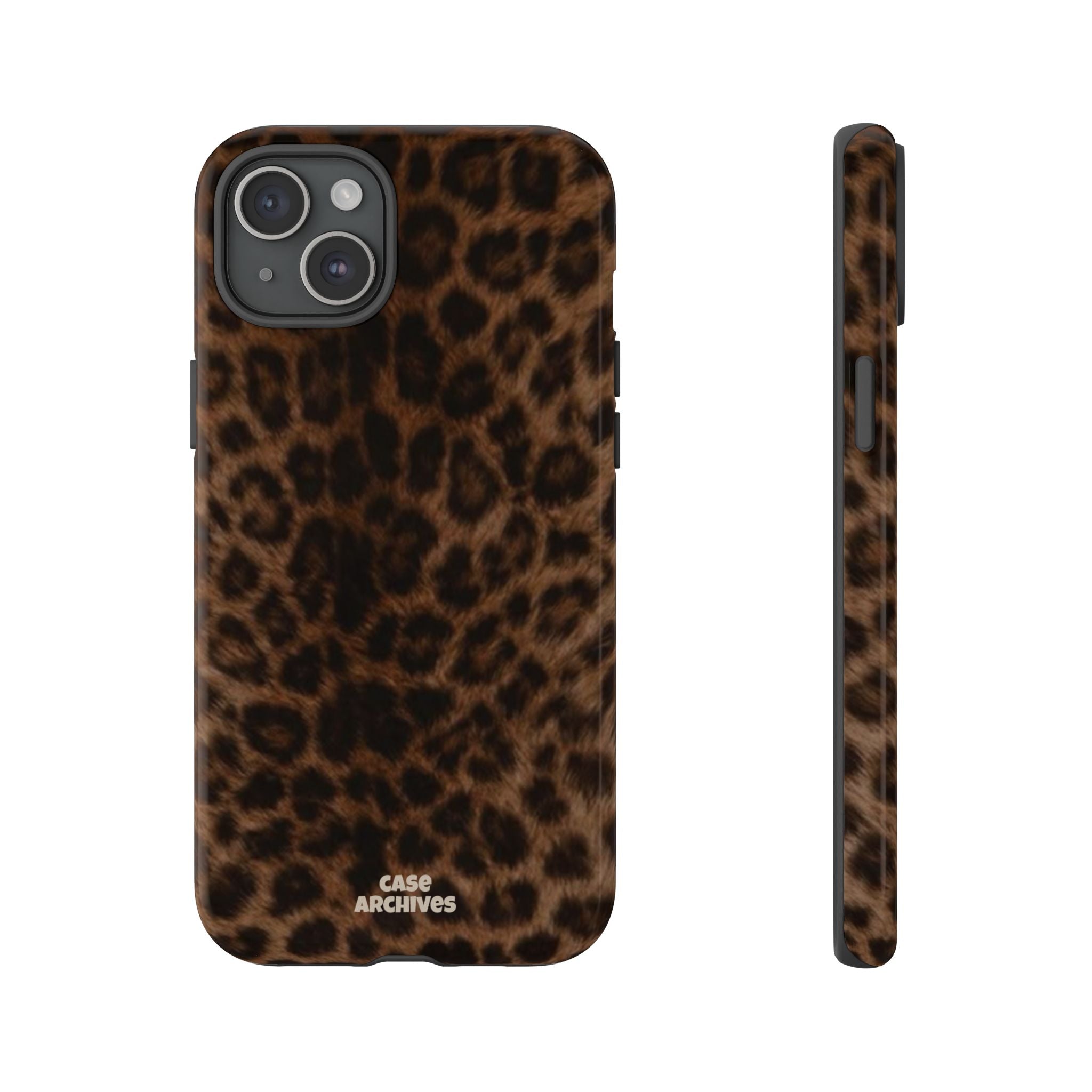 Leopard Print Phone Case — Protective Tough Case with Brown Animal Print
