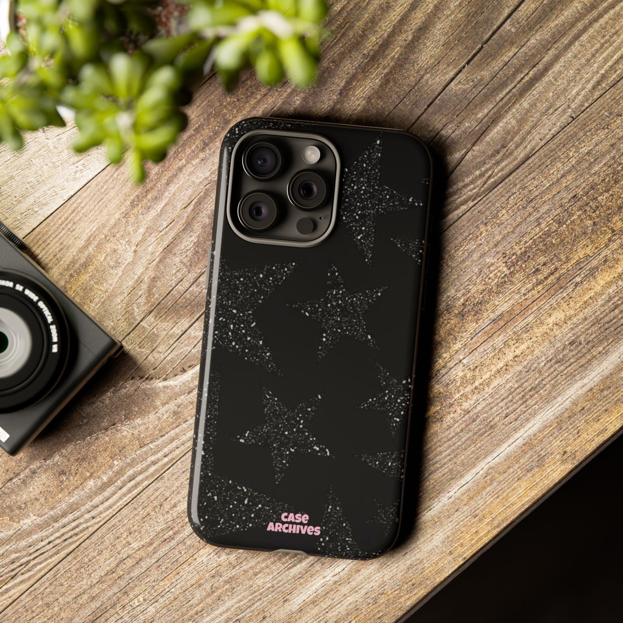 Glitter Star Tough Case — Black Sparkle Phone Protection