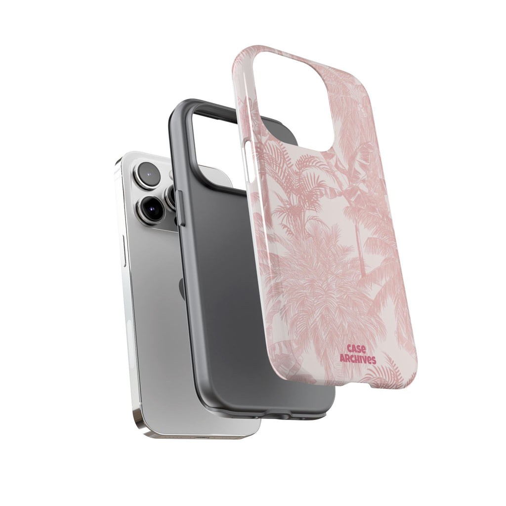 Pink Tropical Palm Tough Phone Case — Protective Floral iPhone Cover