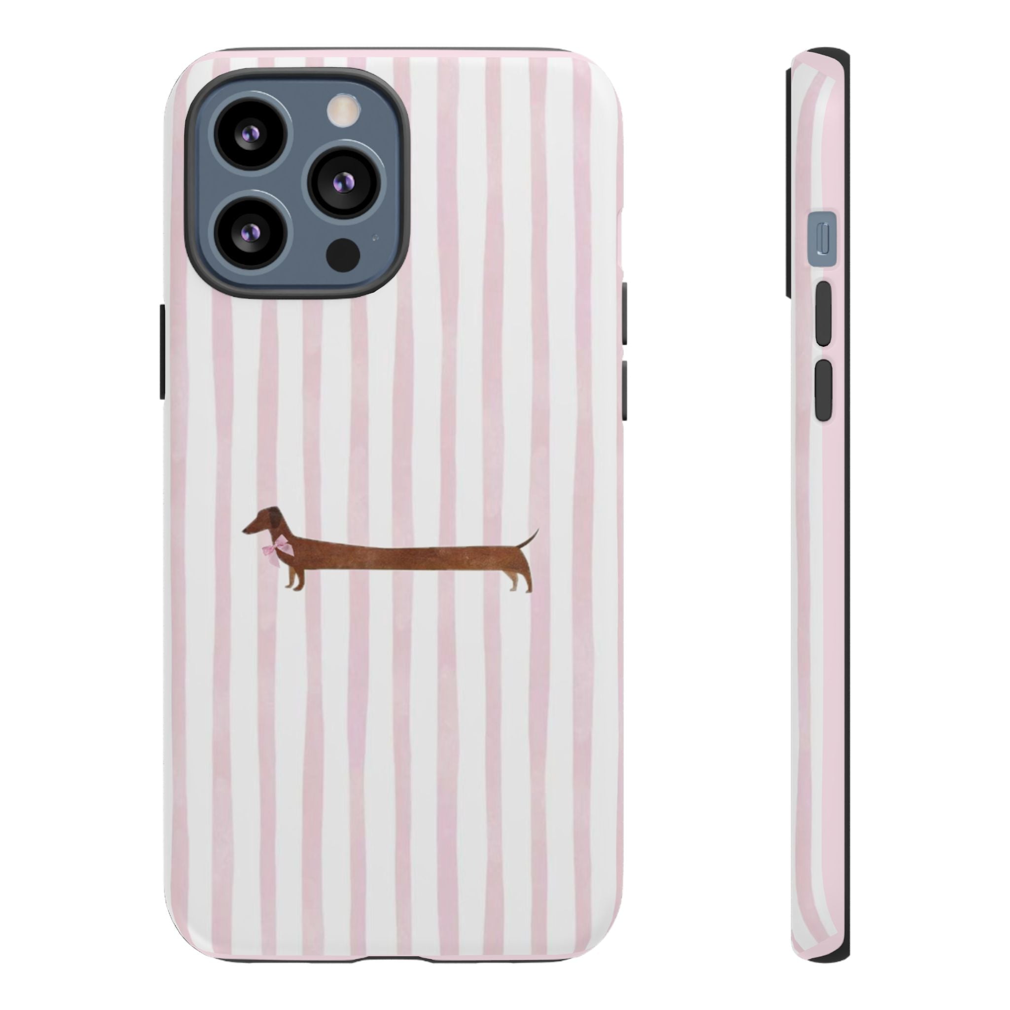 Dachshund Stripe Phone Case — Cute Pink Wiener Dog Protective Case