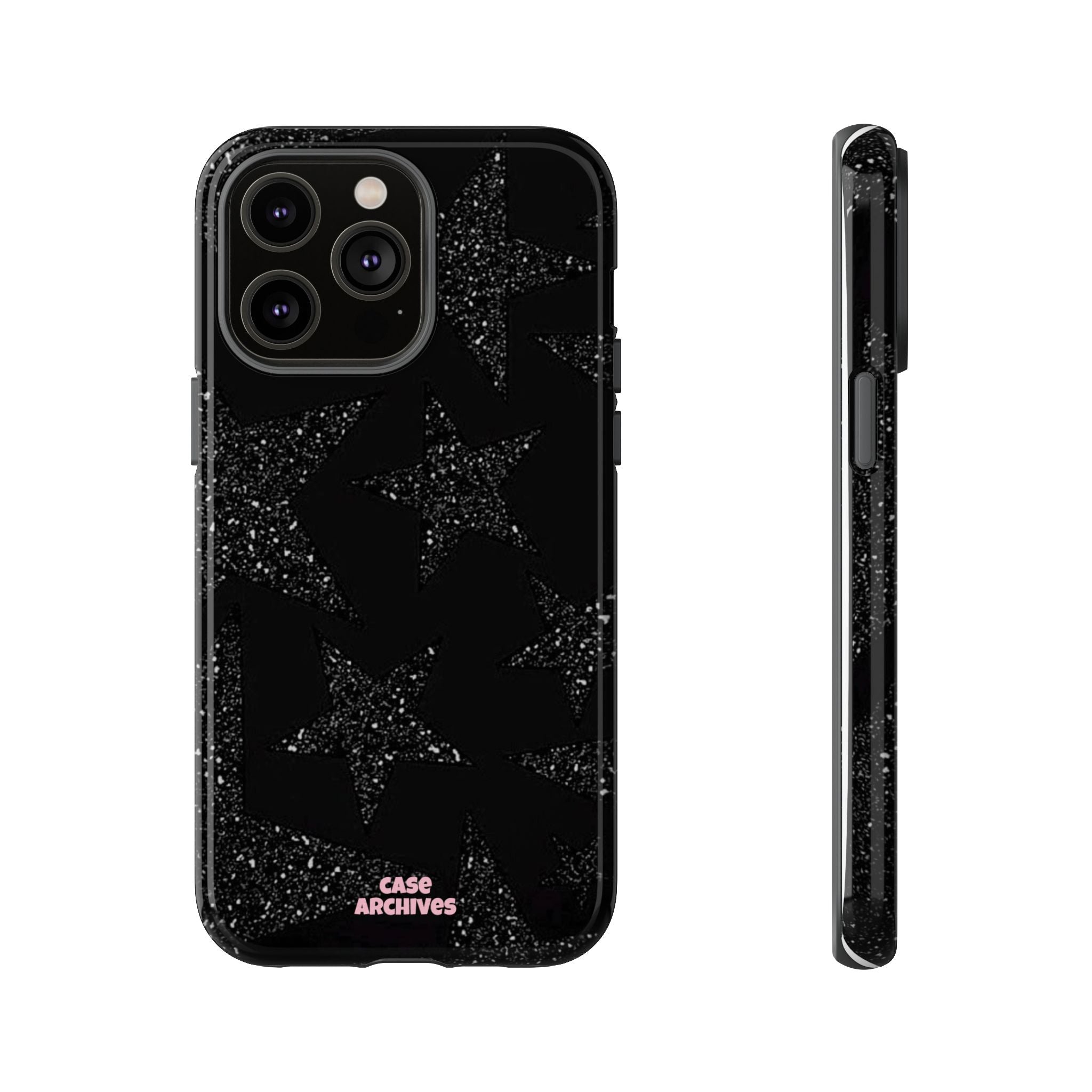 Glitter Star Tough Case — Black Sparkle Phone Protection