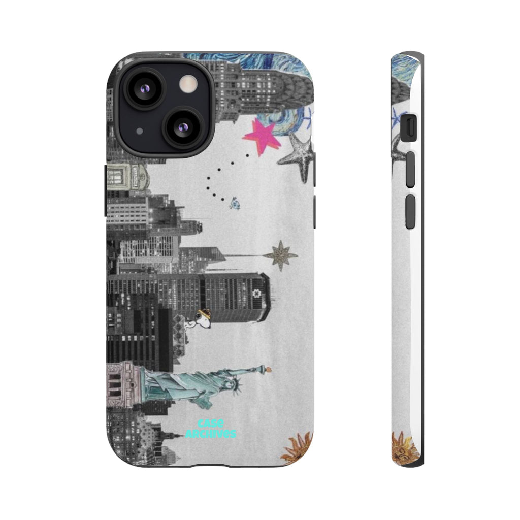 City Skyline Tough Phone Case – Statue of Liberty Urban Art Protective Cover