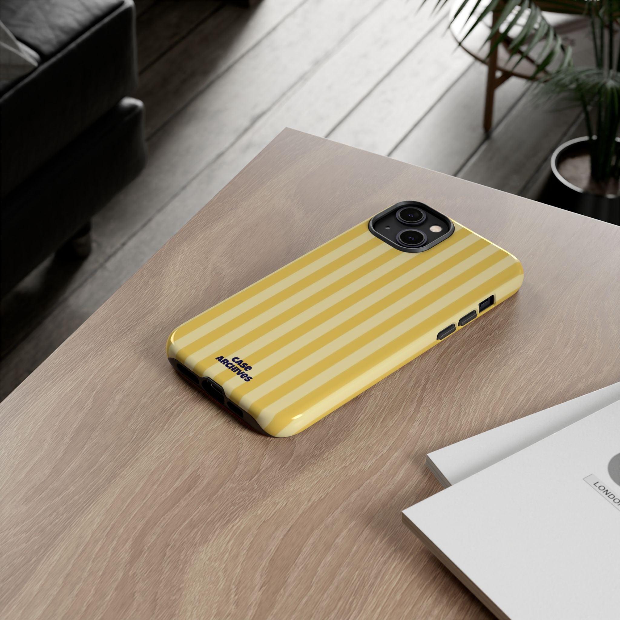 Yellow Striped Tough Phone Case – Durable Protective Cover (Case Archives)