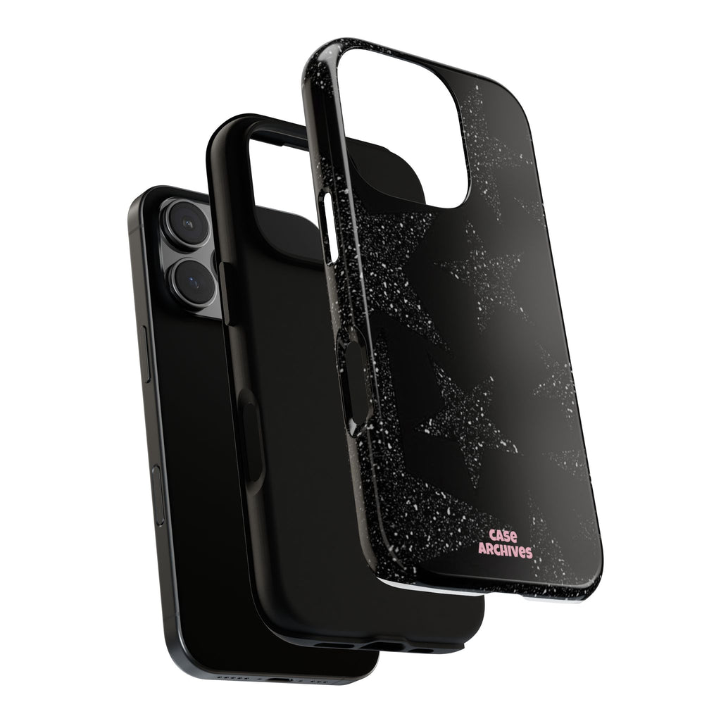 Glitter Star Tough Case — Black Sparkle Phone Protection