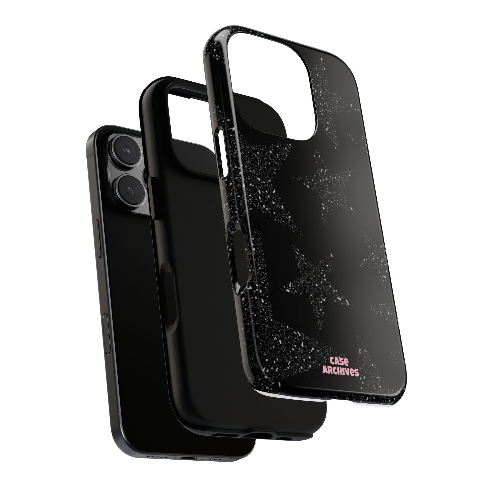Glitter Star Tough Case — Black Sparkle Phone Protection