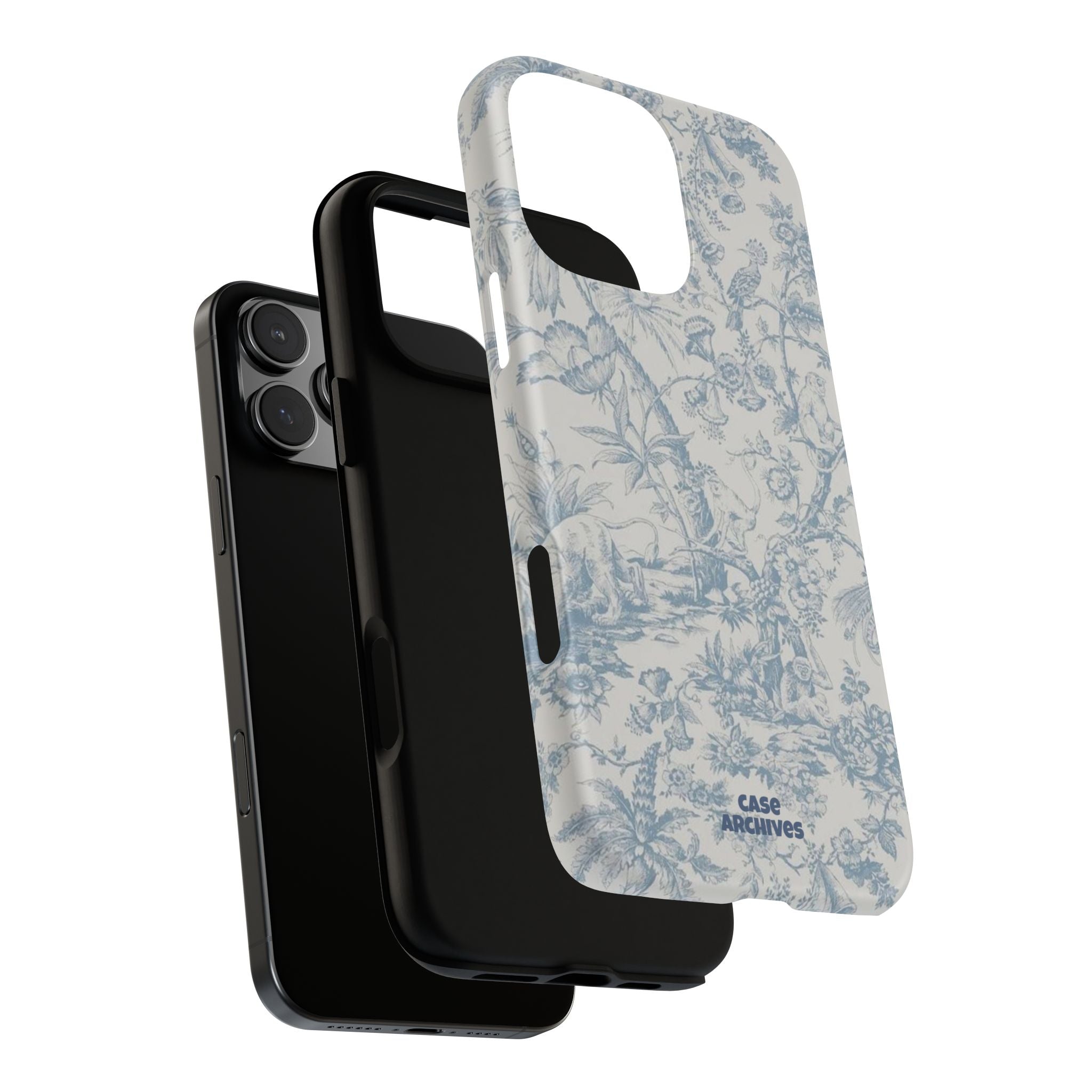 Toile Floral Tough Phone Case — Blue Vintage Botanical iPhone Protection