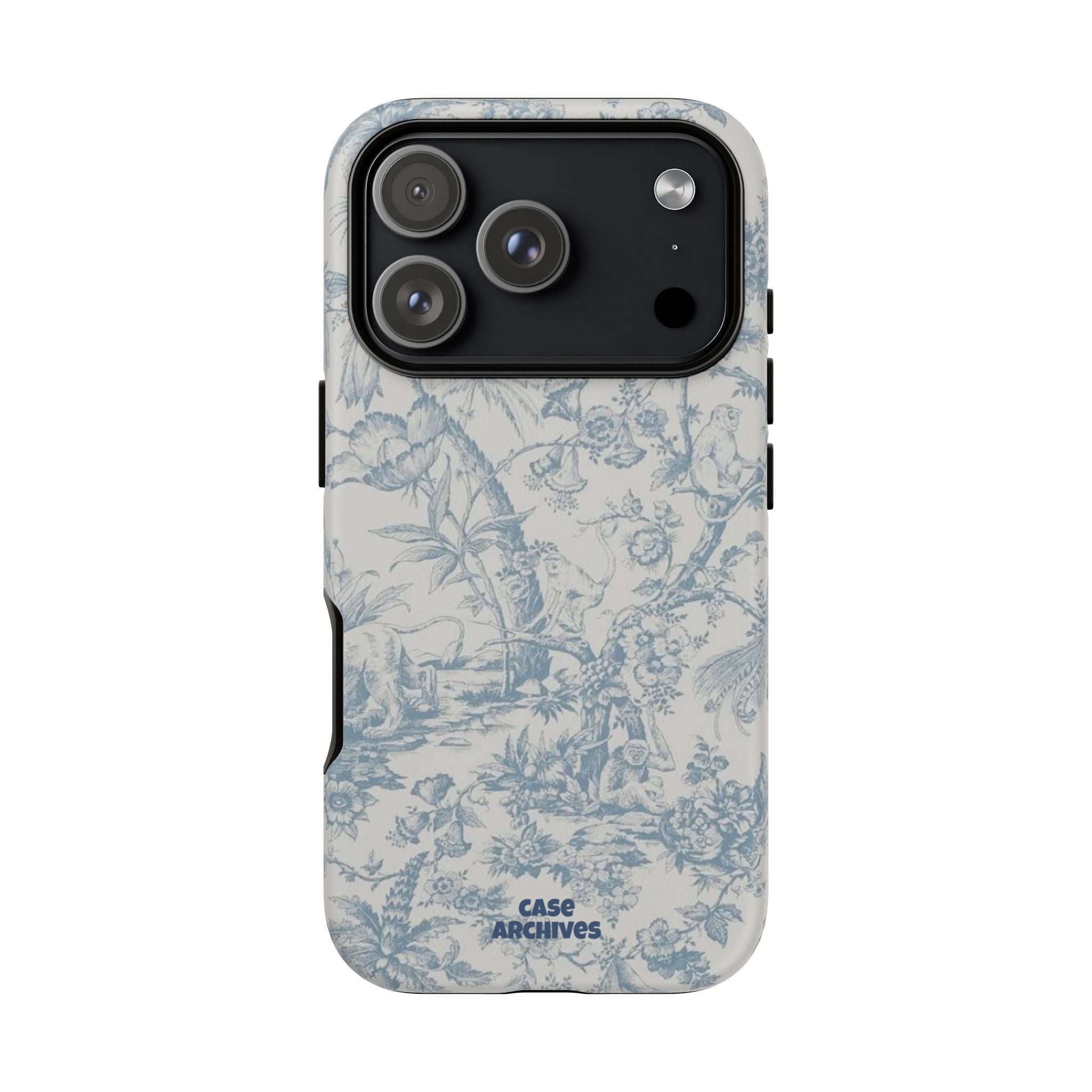 Toile Floral Tough Phone Case — Blue Vintage Botanical iPhone Protection
