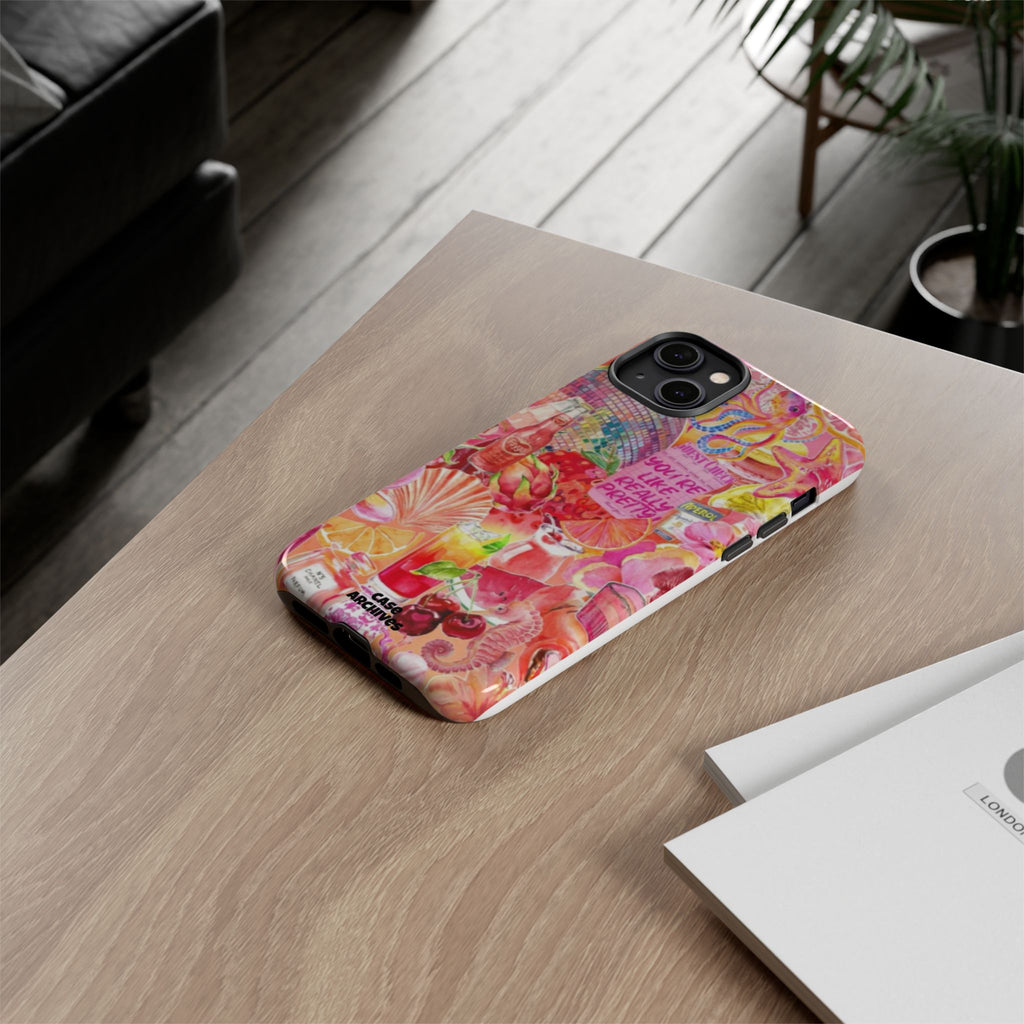 Phone Case — Pink Tropical Collage "You're Like, Really Pretty"