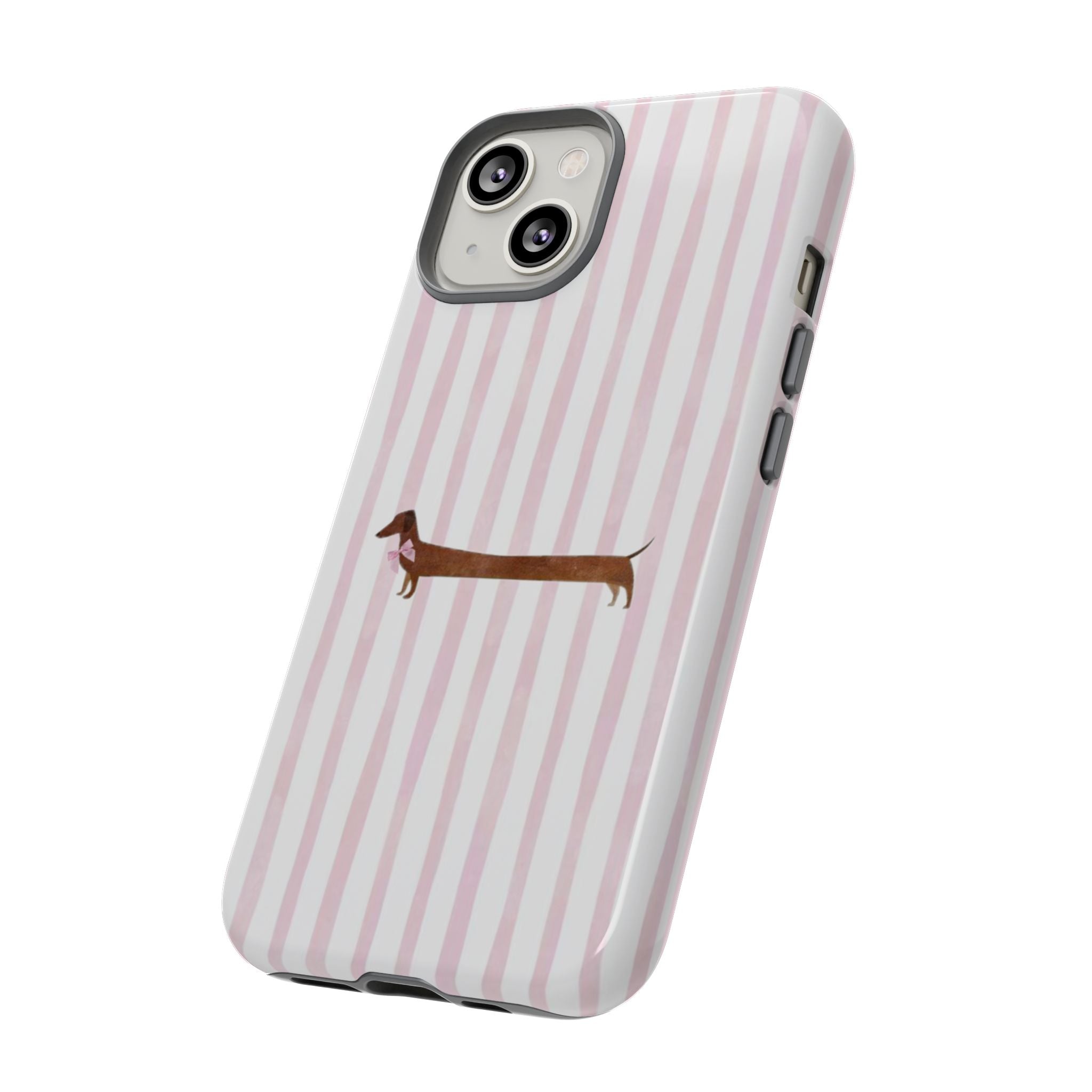Dachshund Stripe Phone Case — Cute Pink Wiener Dog Protective Case