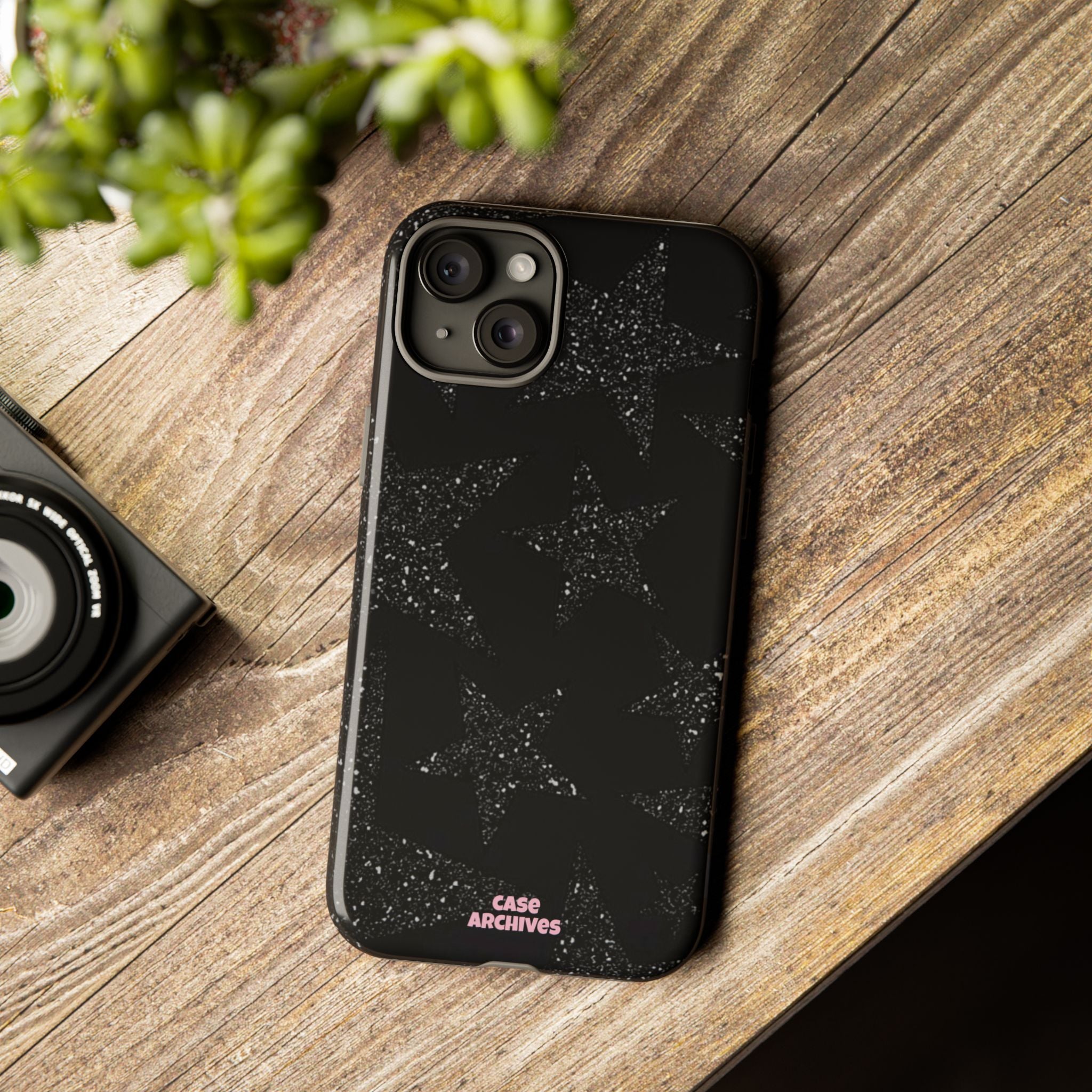 Glitter Star Tough Case — Black Sparkle Phone Protection
