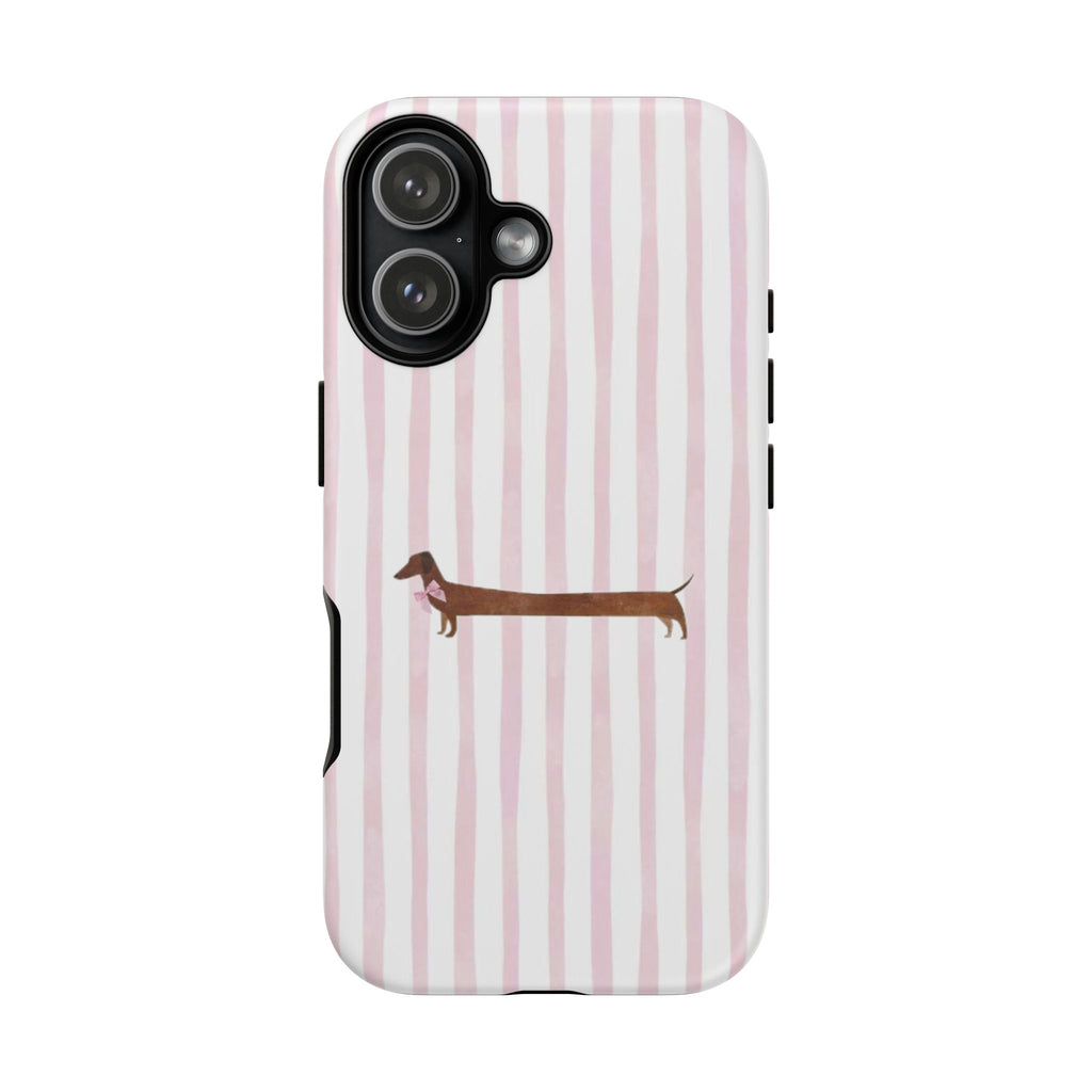 Dachshund Stripe Phone Case — Cute Pink Wiener Dog Protective Case