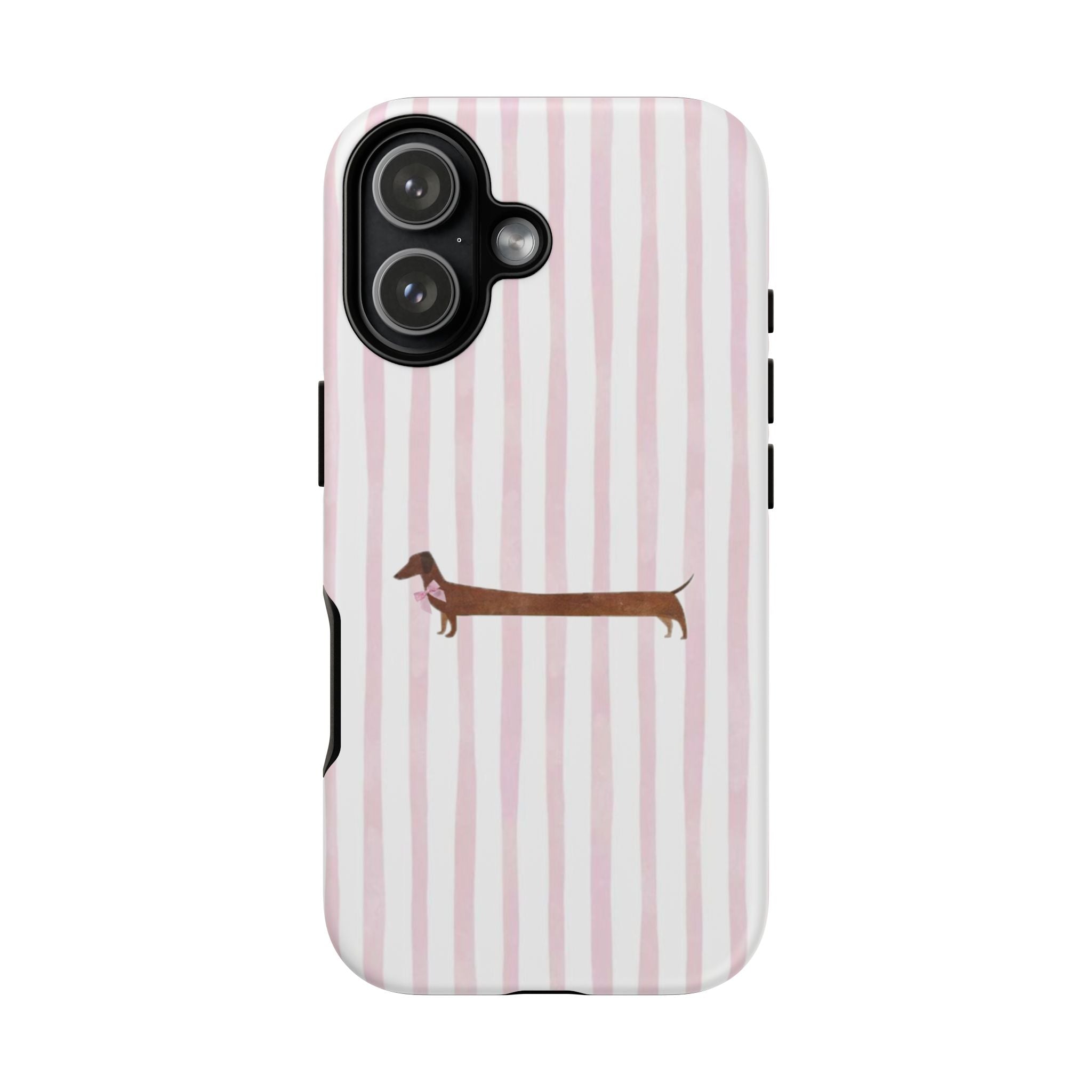 Dachshund Stripe Phone Case — Cute Pink Wiener Dog Protective Case