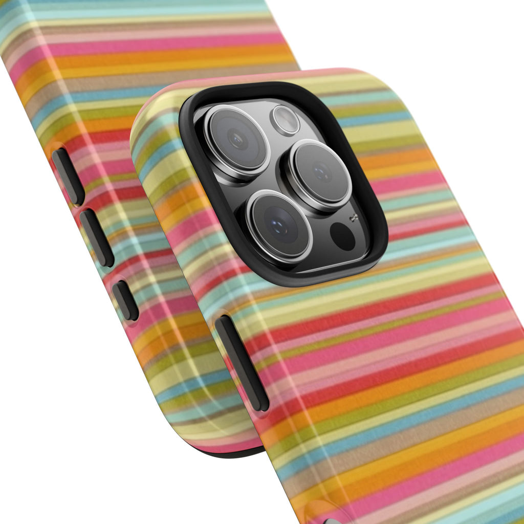 Tough Phone Case — Colorful Retro Striped Protective Cover