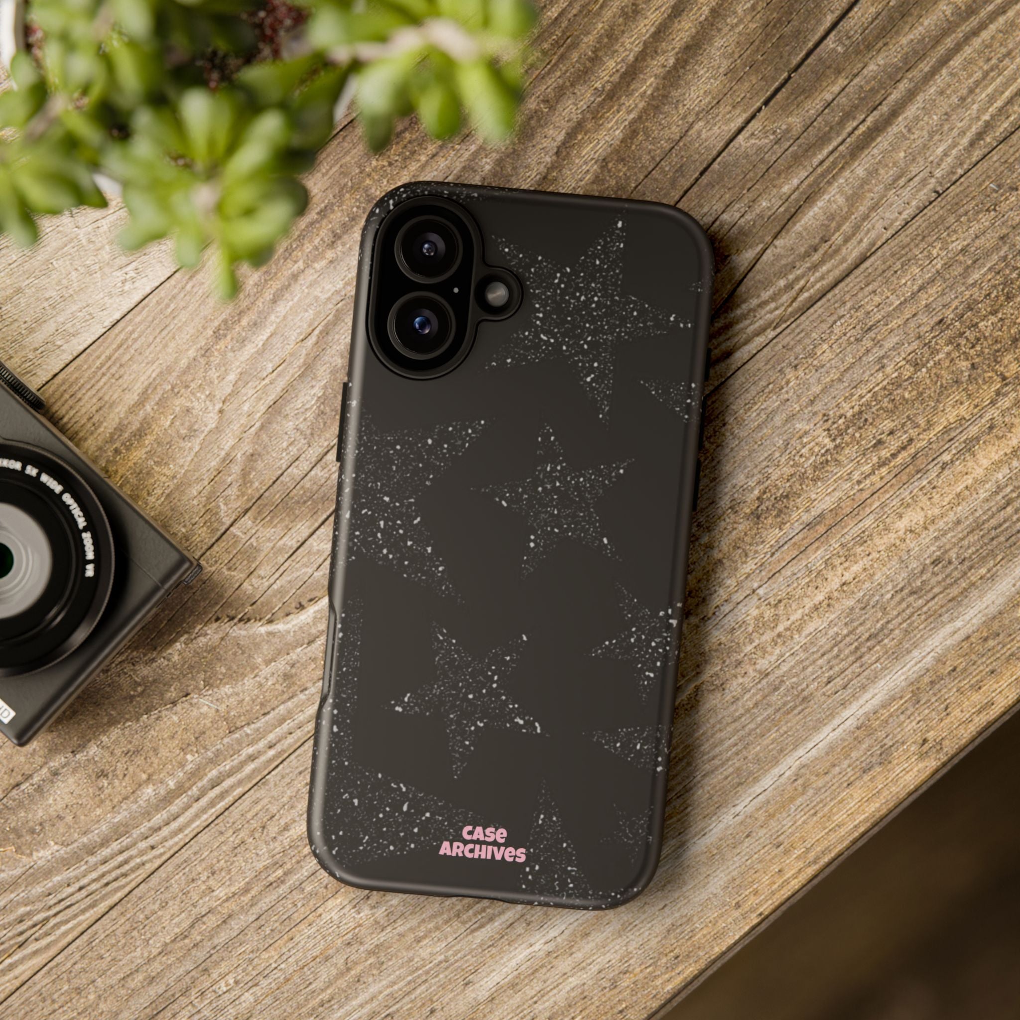 Glitter Star Tough Case — Black Sparkle Phone Protection