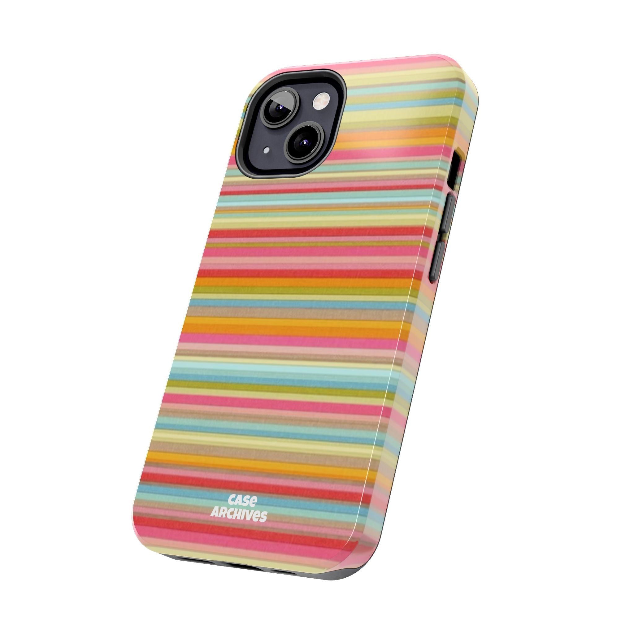 Tough Phone Case — Colorful Retro Striped Protective Cover