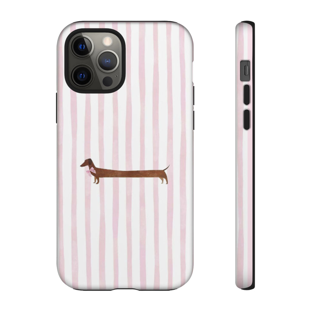 Dachshund Stripe Phone Case — Cute Pink Wiener Dog Protective Case