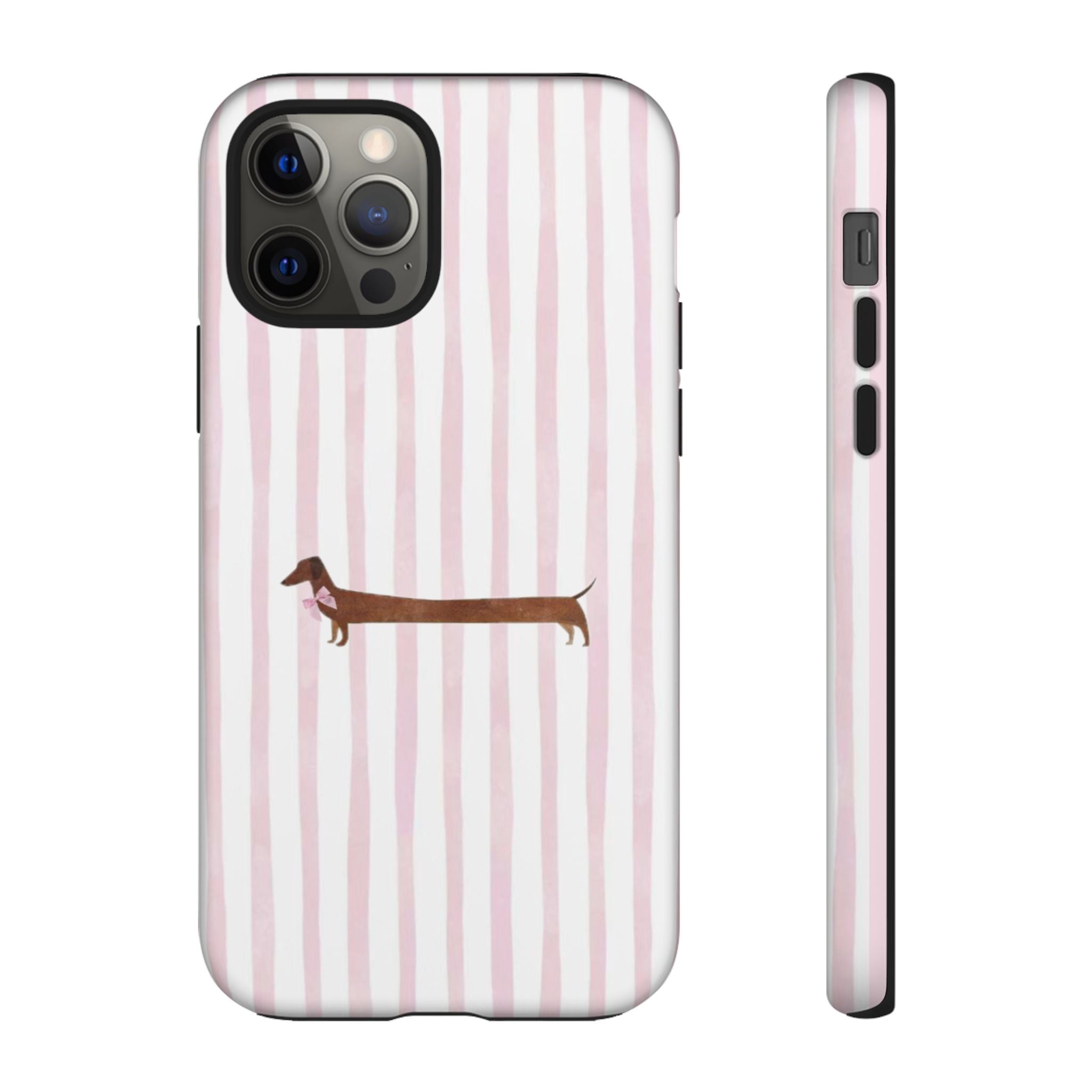 Dachshund Stripe Phone Case — Cute Pink Wiener Dog Protective Case