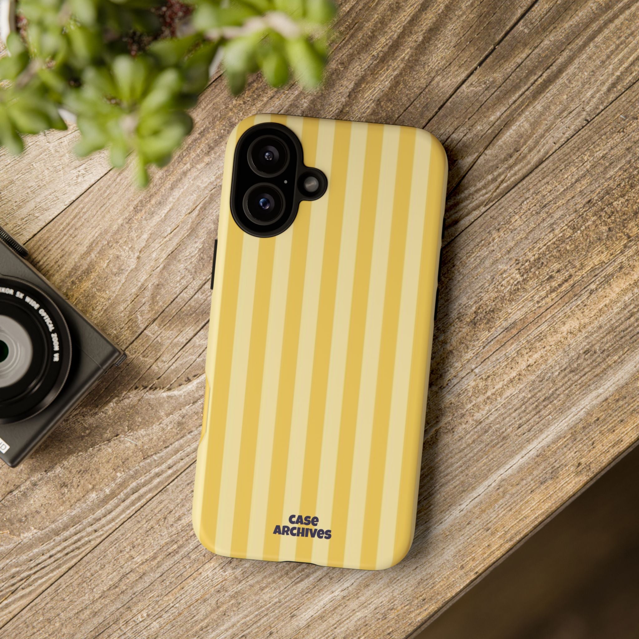 Yellow Striped Tough Phone Case – Durable Protective Cover (Case Archives)