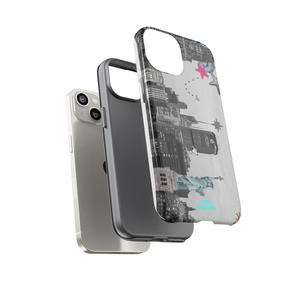 City Skyline Tough Phone Case – Statue of Liberty Urban Art Protective Cover