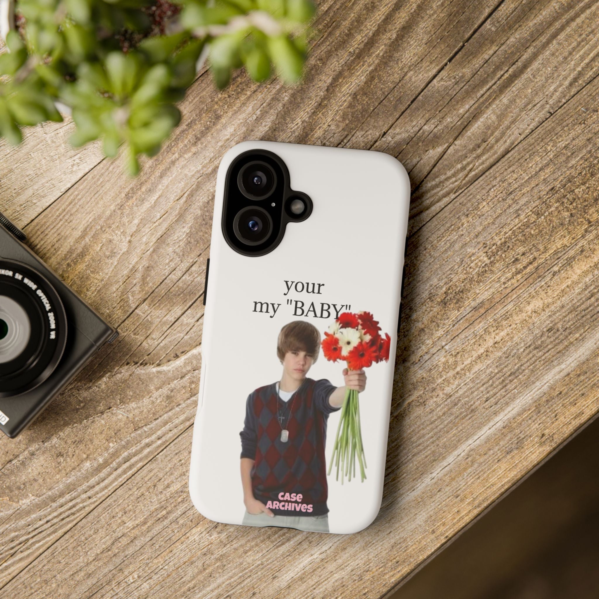 “your my 'BABY'” Justin Retro Photo Floral Design