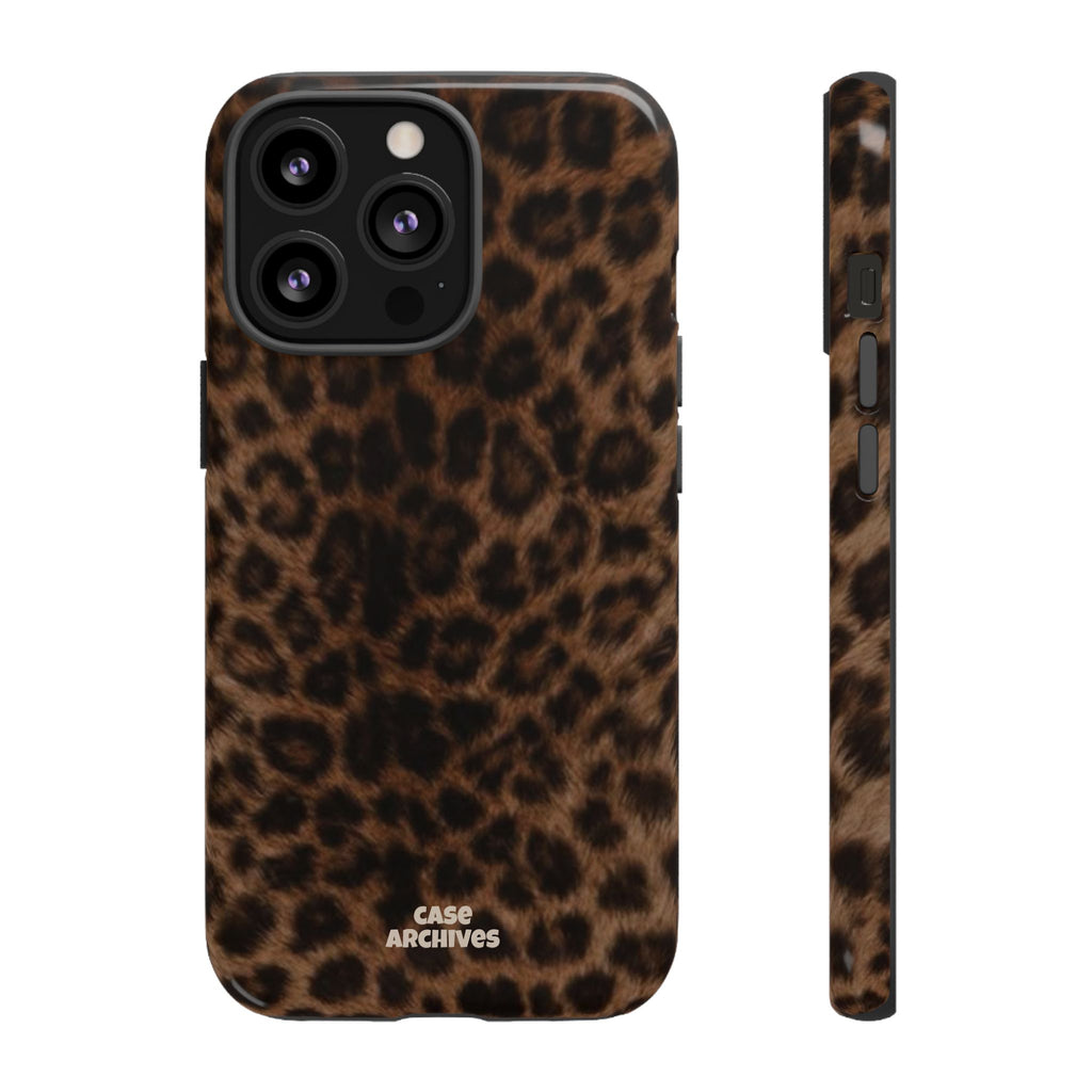 Leopard Print Phone Case — Protective Tough Case with Brown Animal Print