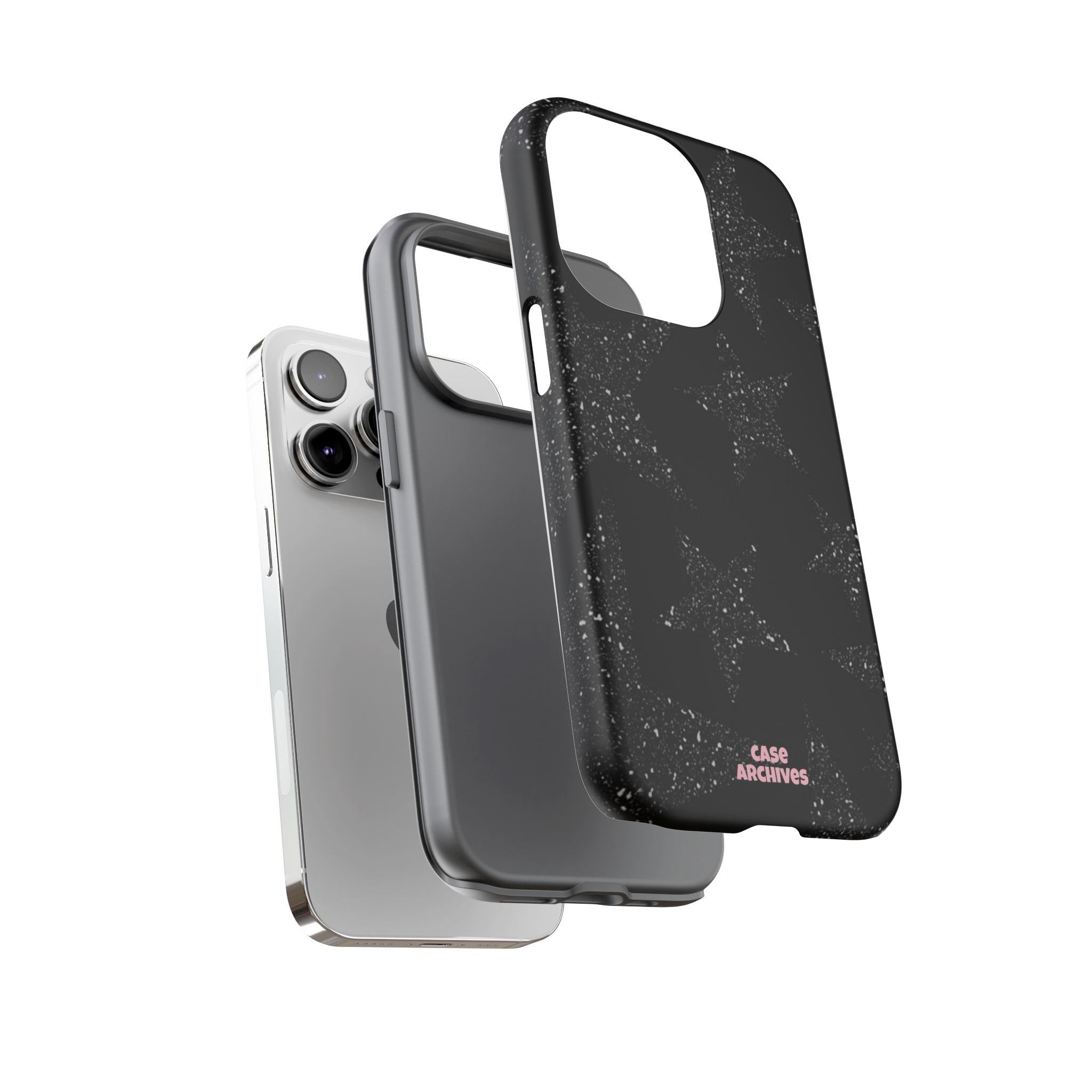 Glitter Star Tough Case — Black Sparkle Phone Protection
