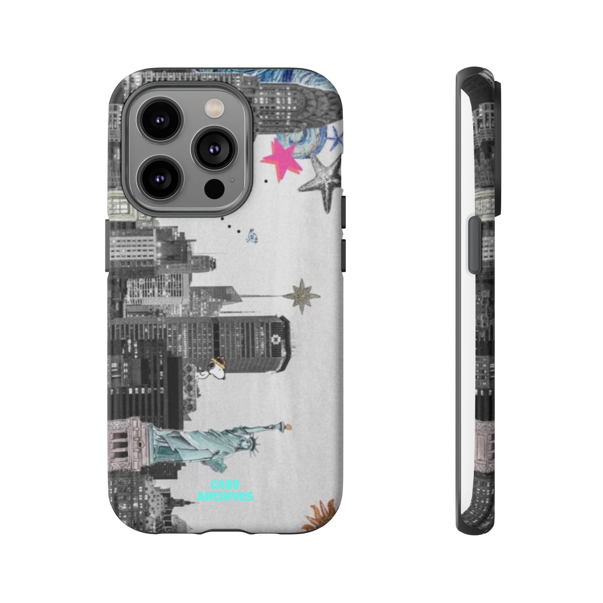 City Skyline Tough Phone Case – Statue of Liberty Urban Art Protective Cover