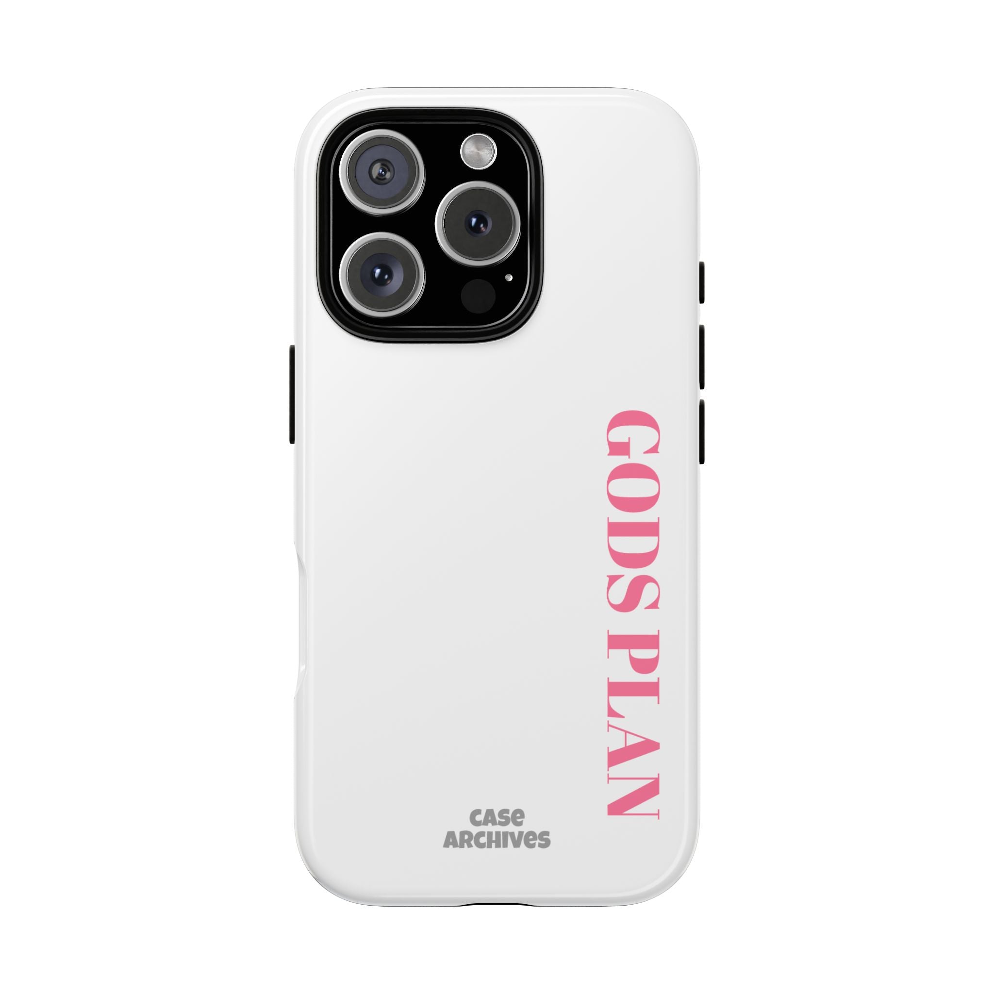 Phone Case — GODS PLAN Vertical Pink Text Religious iPhone Cover